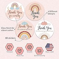 Vista 2 de Calcomanías de agradecimiento para baby shower, juego de 80 calcomanías de agradecimiento por venir, calcomanías preimpresas para despedida