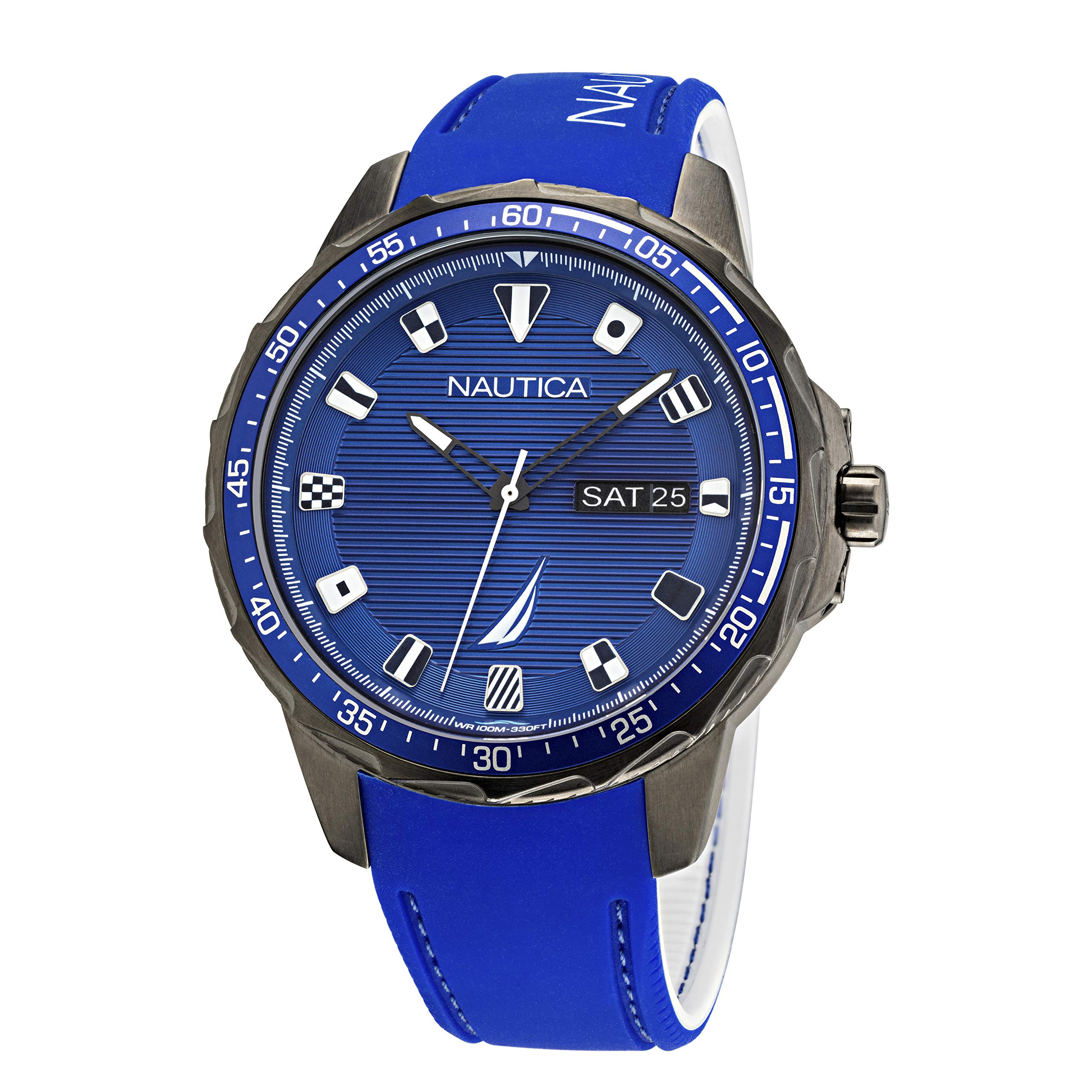 Nautica NACLF003 Coba Lake Orologio da uomo con cinturino in silicone grigio/blu/blu, Blu