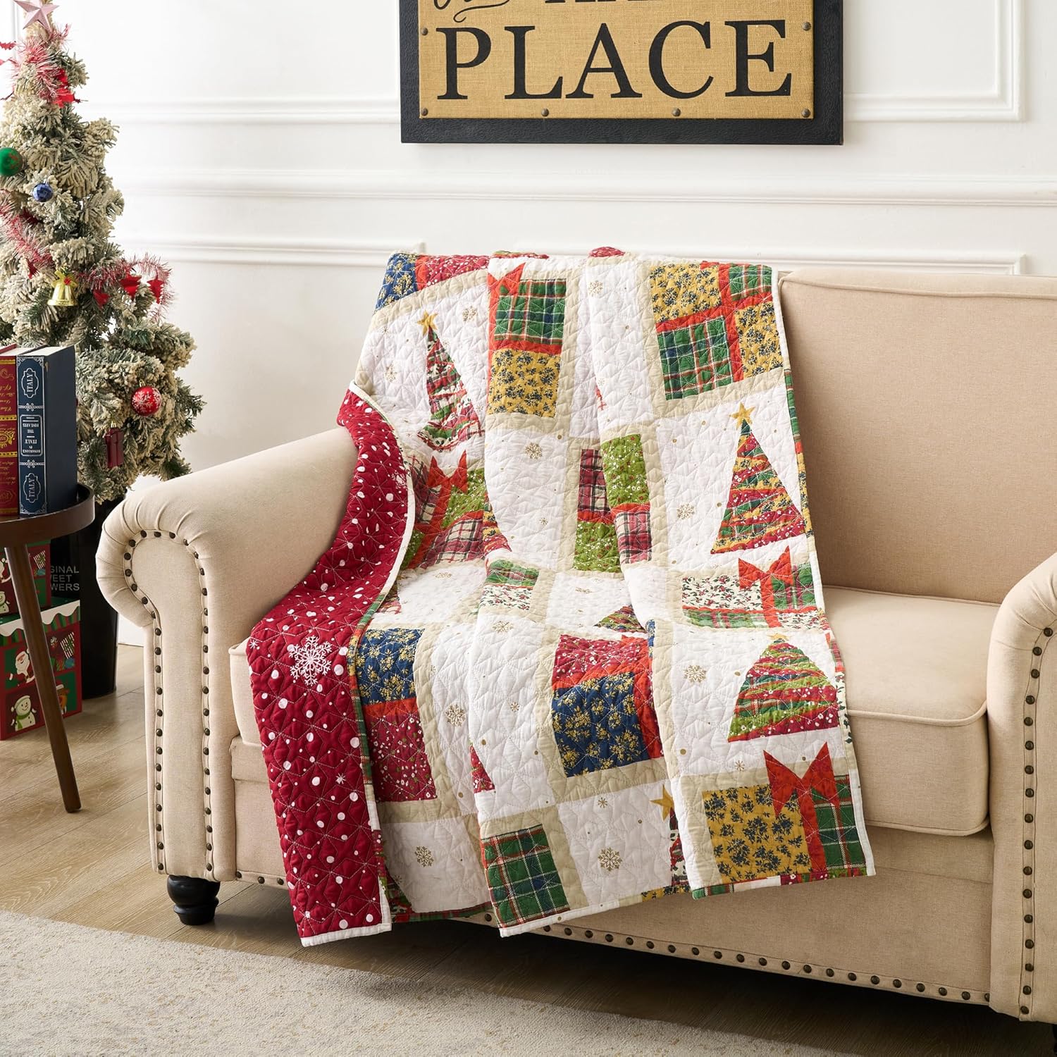 Greenland Home Fashions Deck The Halls Novelty Holiday Quilt Set, 3-Piece King/Cal King