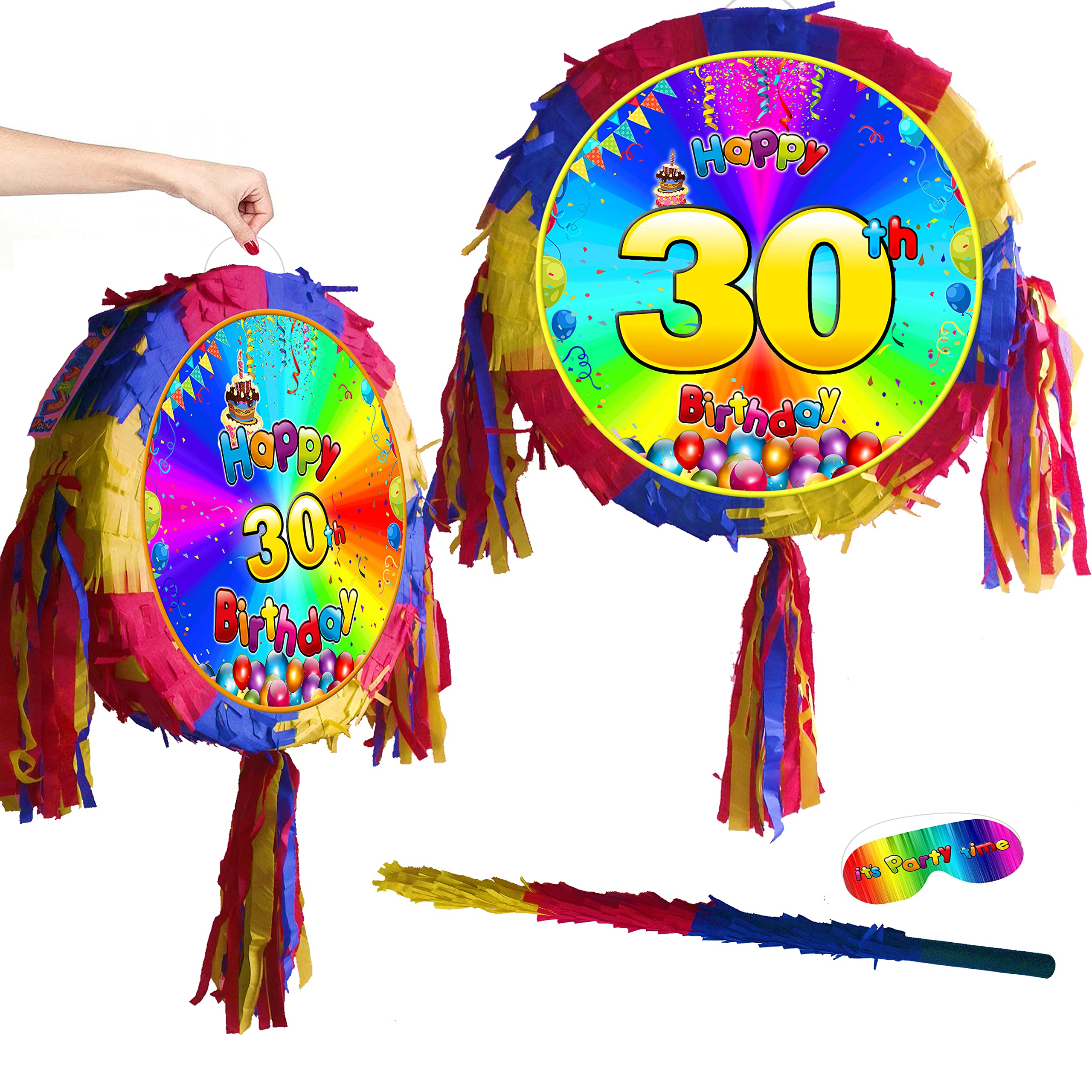 Number 30 Birthday Pinata with stick