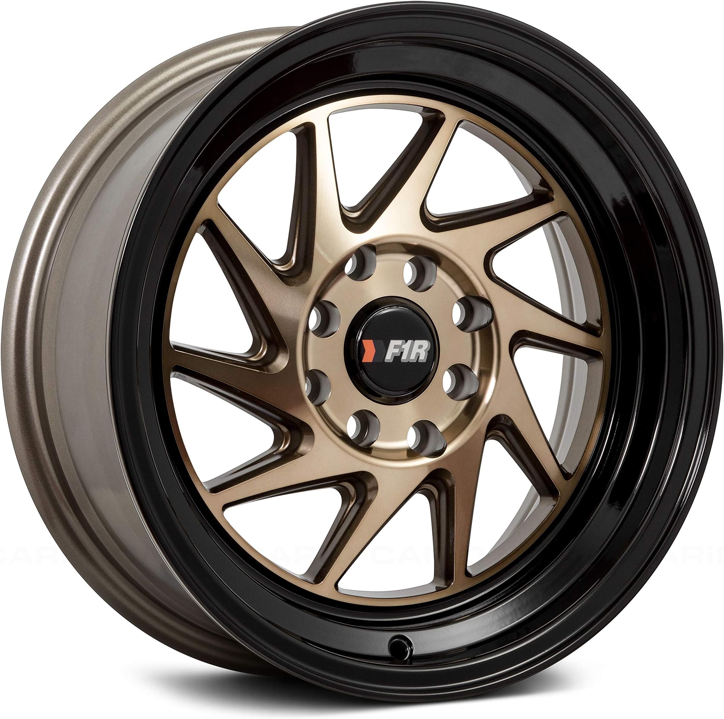 F1R F07 Machined Bronze/Black Lip Wheel Finish (15 x 8. inches /4 x 100 mm, 25 mm Offset)