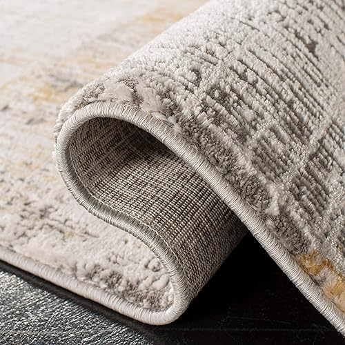 Miniatura 19 de SAFAVIEH Craft Collection - Alfombra cuadrada de 6 pies 7 pulgadas, gris y azul, diseño abstracto moderno, no desprende pelusa y de fácil cuidado