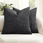 MIULEE Decorative Throw Pillow Covers 18x18 Pack of 2 Navy Blue Couch Pillow Covers Soft Cozy Textured Chenille Pillowcases for Home Decor Sofa Living Room Cushion Bedroom