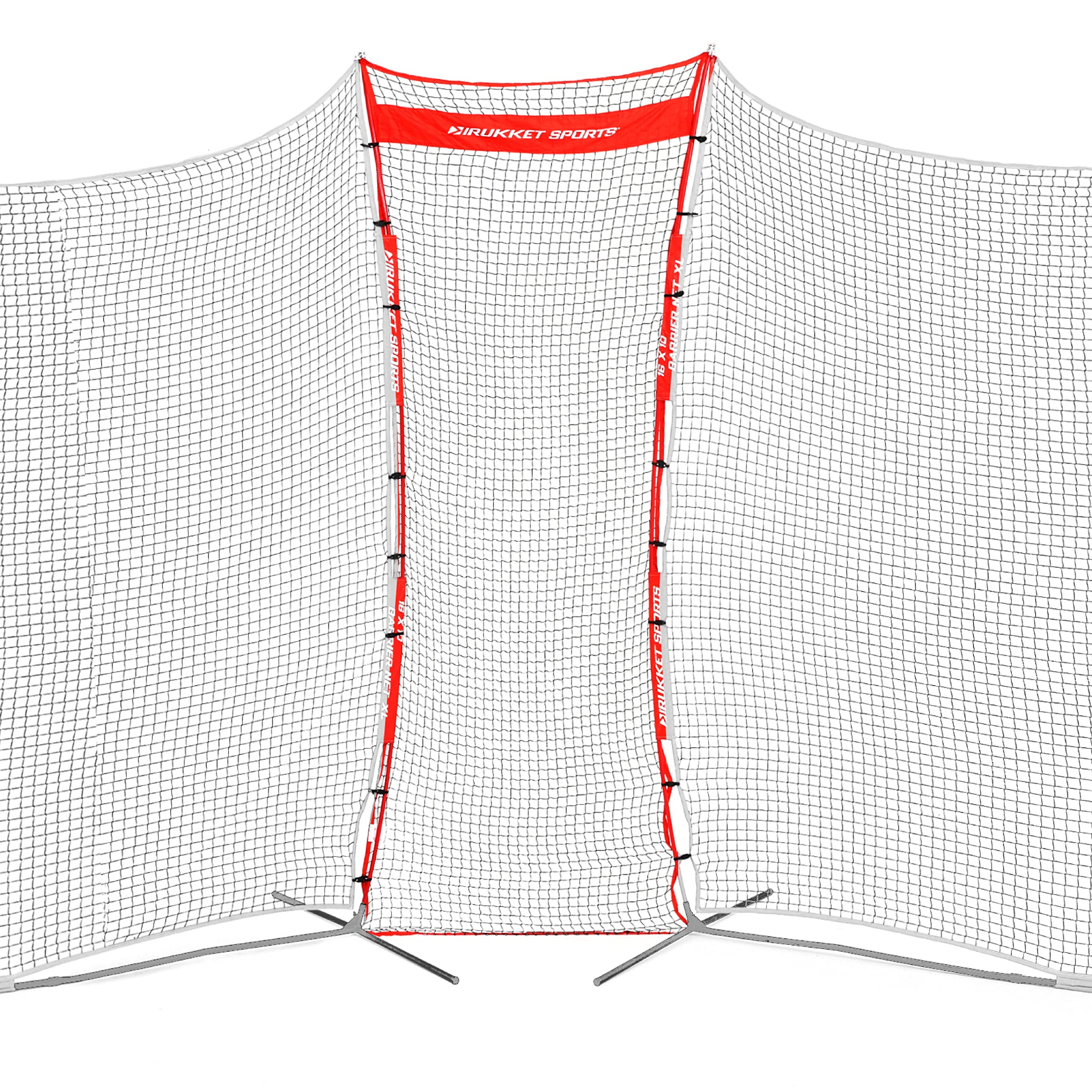 Rukket XL 16x10ft Barricade Backstop Net Connector, Indoor and Outdoor Lacrosse, Basketball, Soccer, Field Hockey, Baseball, Softball Barrier Netting for Backyard, Park, and Residential Use