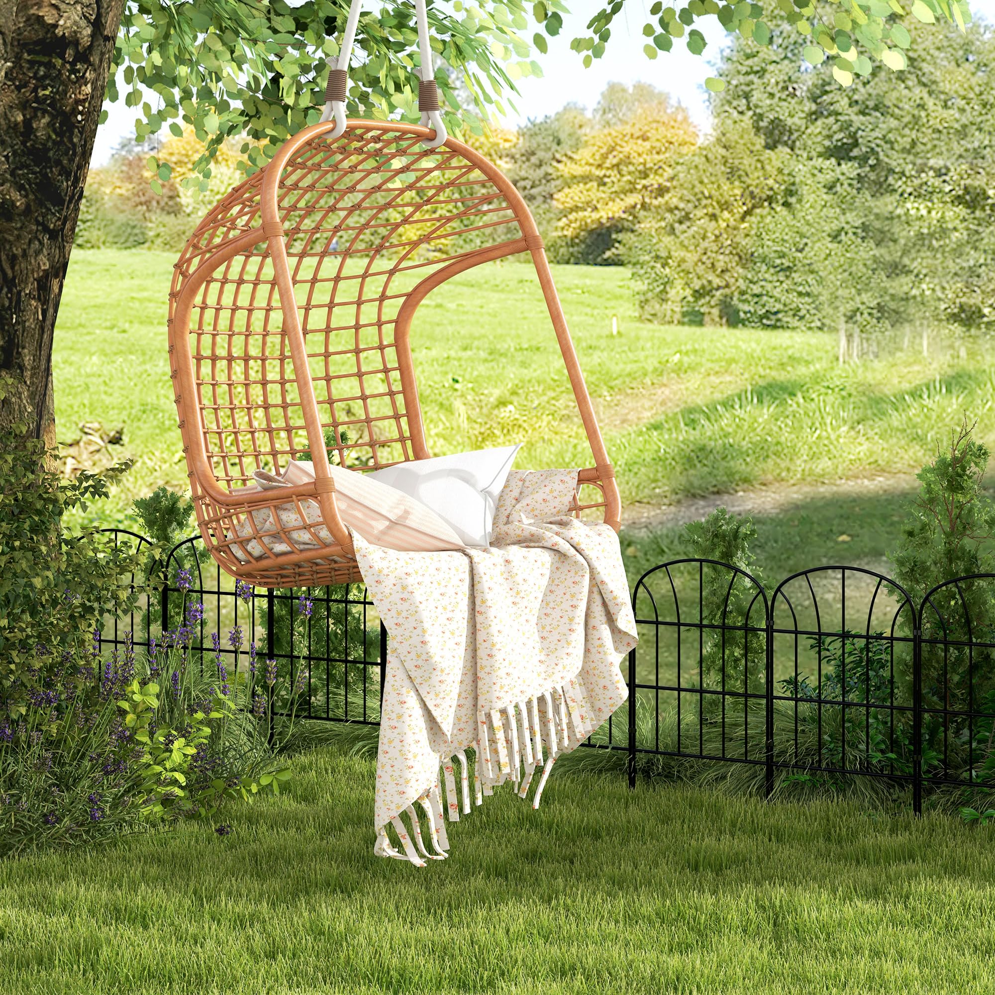Outsunny Lot de 8 Clôtures de Jardin Décoratives Bordures 264 x 61 cm Noir
