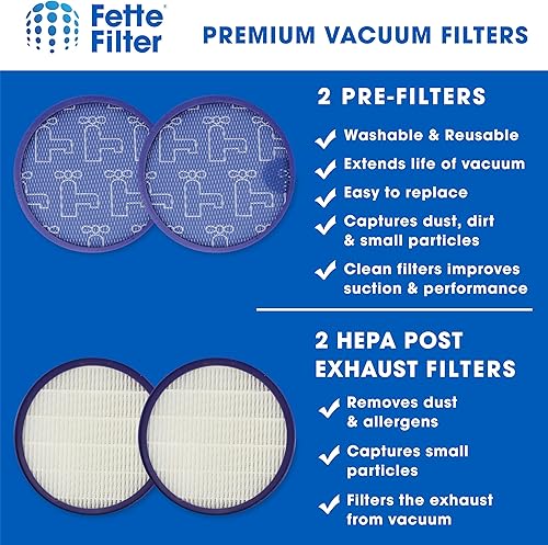 Miniatura 3 de Fette Filter - Filtro pre-motor y filtro postmotor HEPA compatible con Dyson DC27, DC28. Comparar con la parte # 915916-03 y 919780-01 (paquete de 2)