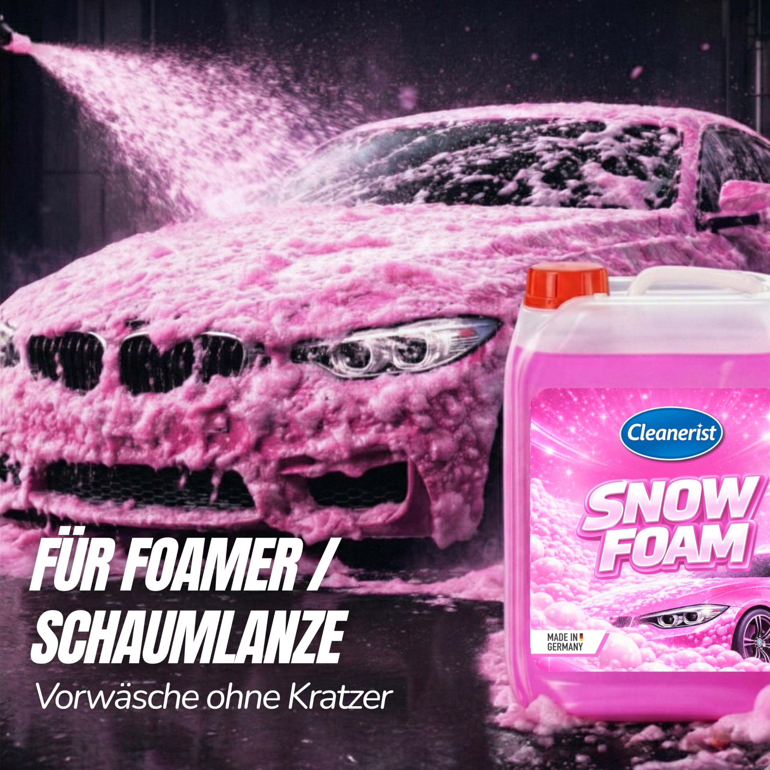 Snow Foam Pink 10L Konzentrat - Aktivschaum Autoshampoo Vorwäsche für Foamer & Schaumlanze - Citrus Reiniger