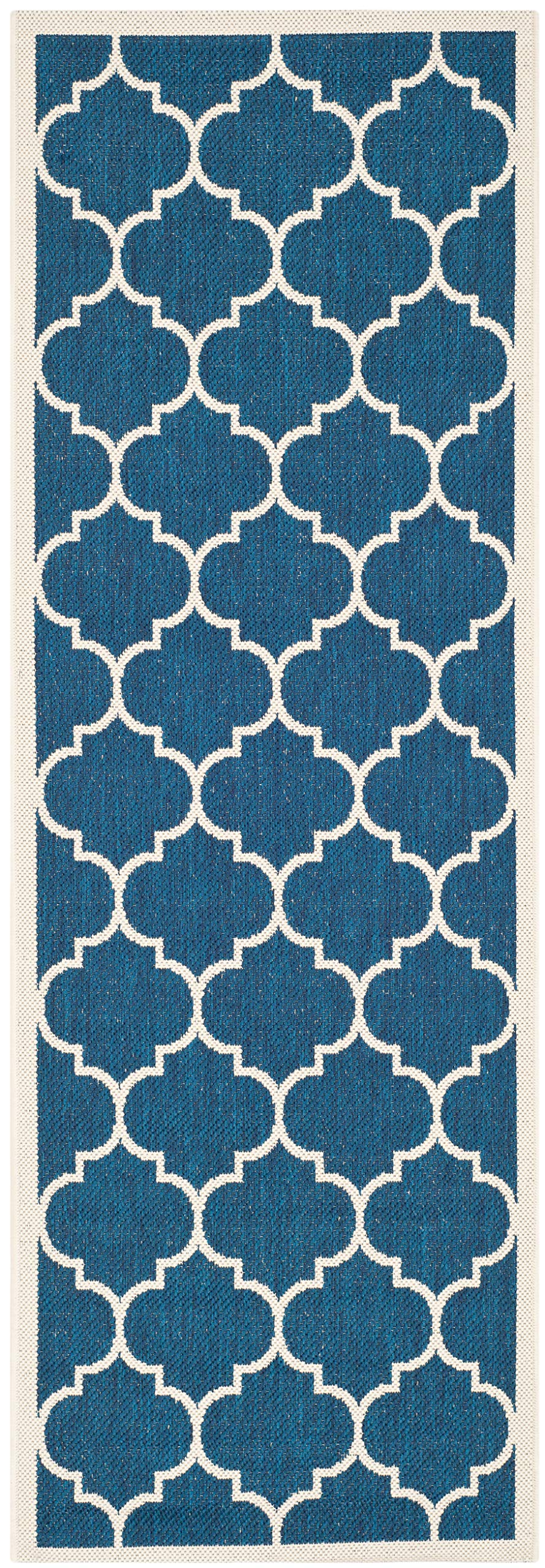 SAFAVIEH Courtyard Collection 2'3" x 22' Navy/Beige CY6914 Trellis Indoor-Outdoor Waterproof Easy-Cleaning Patio Backyard Mudroom Runner-Rug