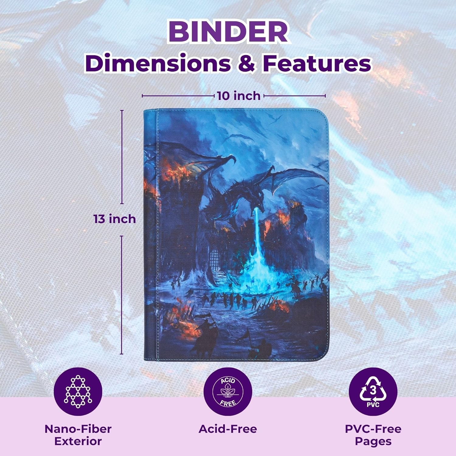 Arcane Fortress MTG Card Binder, 9-Pocket Magic Card Album, Holds 360 Cards, Leather Side -Loading Card Storage Binder, Premium Card Collector Book for TCG Players (Winter War)