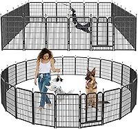 Vista 8 de Corralito para perros al aire libre, portátil, 16 paneles de 40 pulgadas de altura, valla para perros con acabado de pintura antioxidante