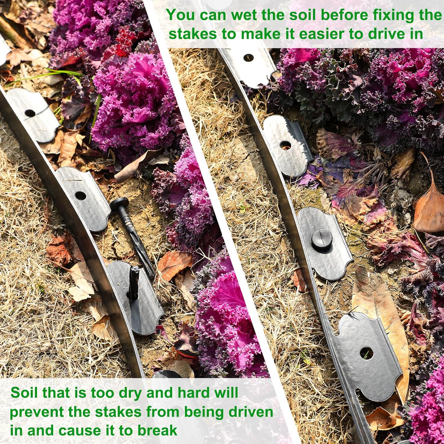 1.5 Inch Garden Edging Border 100FT, Plastic Edging for Landscaping with 120pcs Spikes