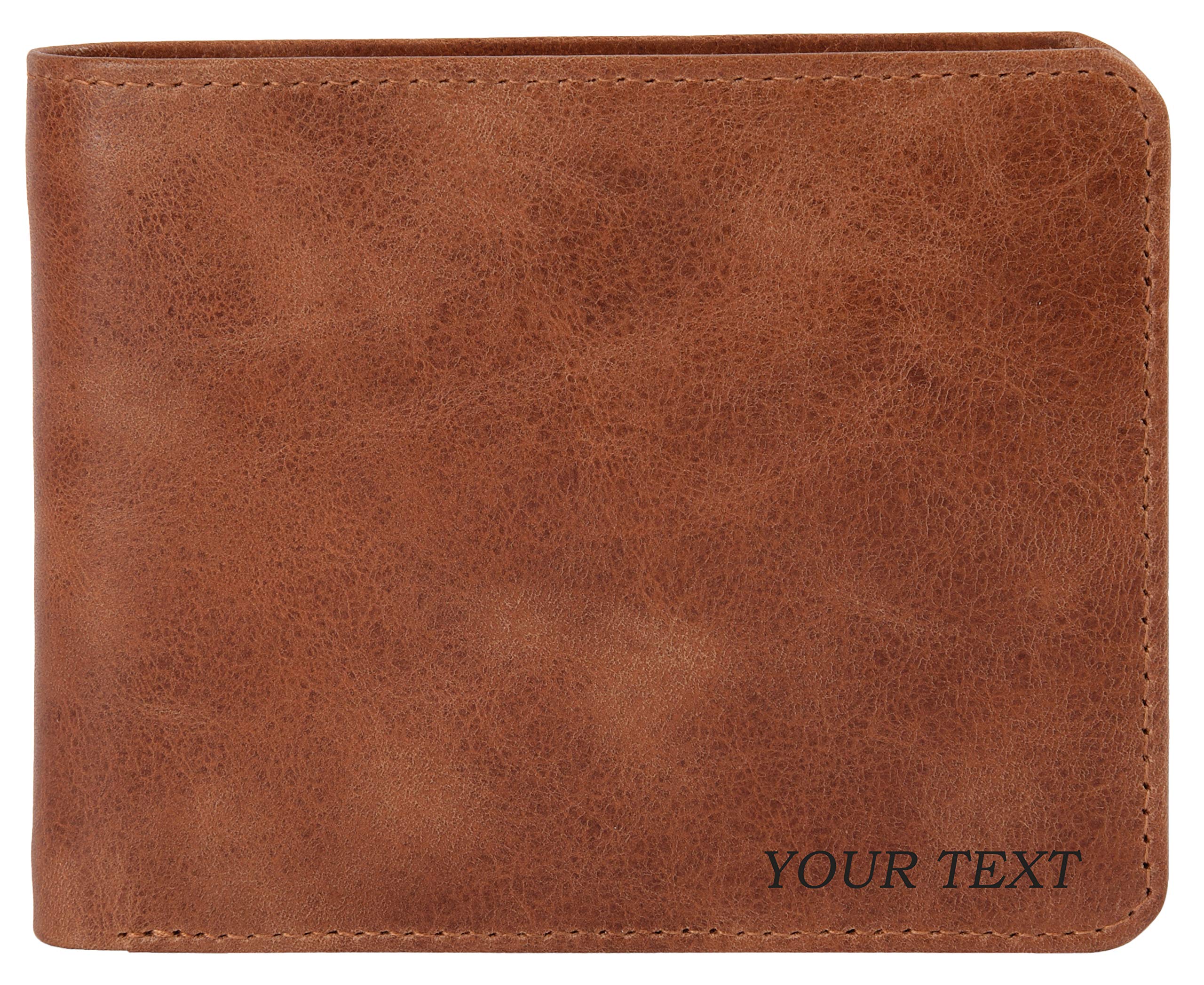karmanah Engrave Your Name, Logo or Text On A Genuine Leather Wallet. Added RFID Protection (Light Brown)-picture-50