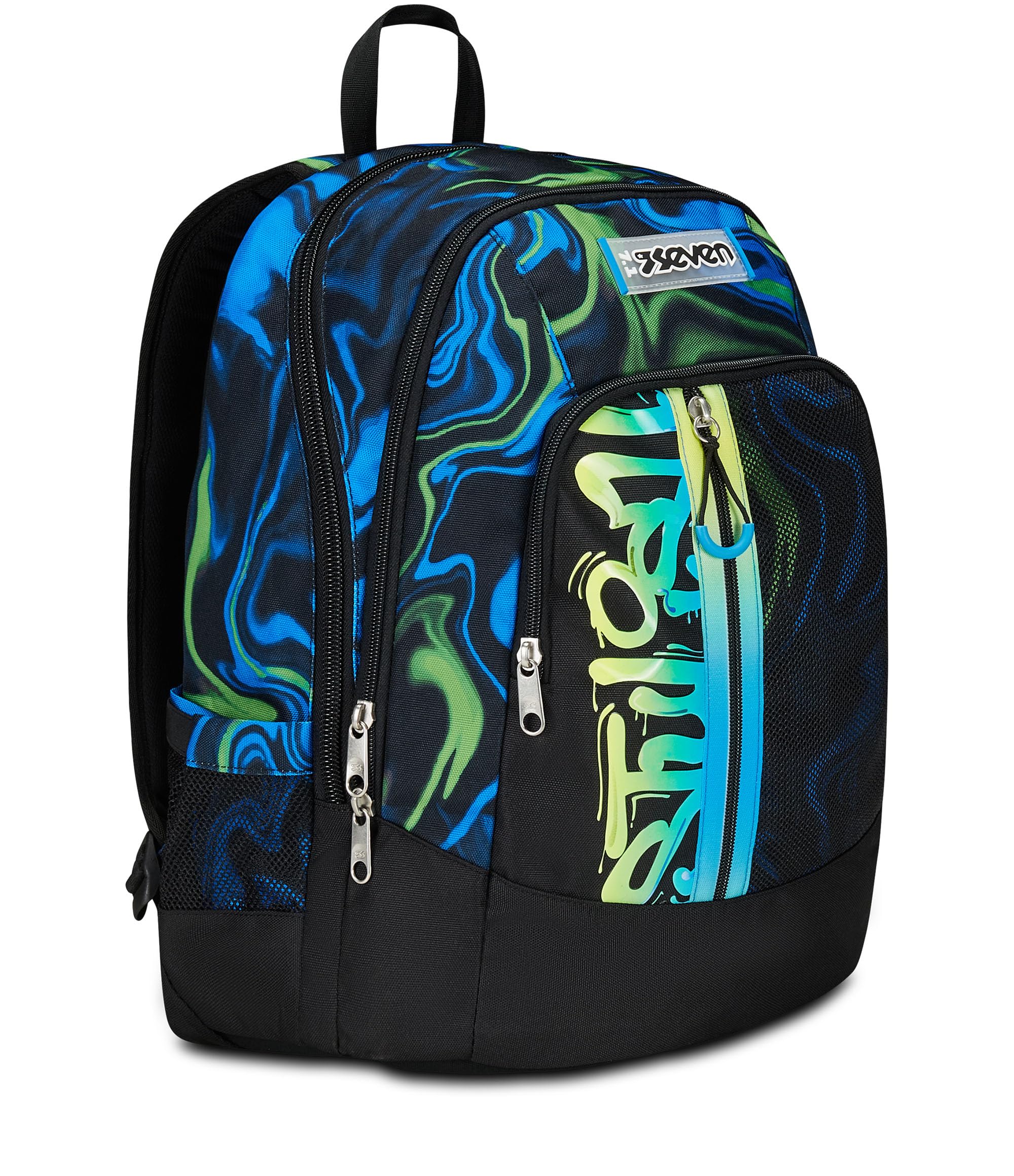 Seven Zaino Scuola Advanced, Nero Blu, Multi-Shade Boy, Zaino Doppio Scomparto Con Cassa Speaker Wireless Su Spallaccio, Tasca Porta PC o Tablet, Tasca Porta Borraccia e Organizer, Zaino Scuole Medie