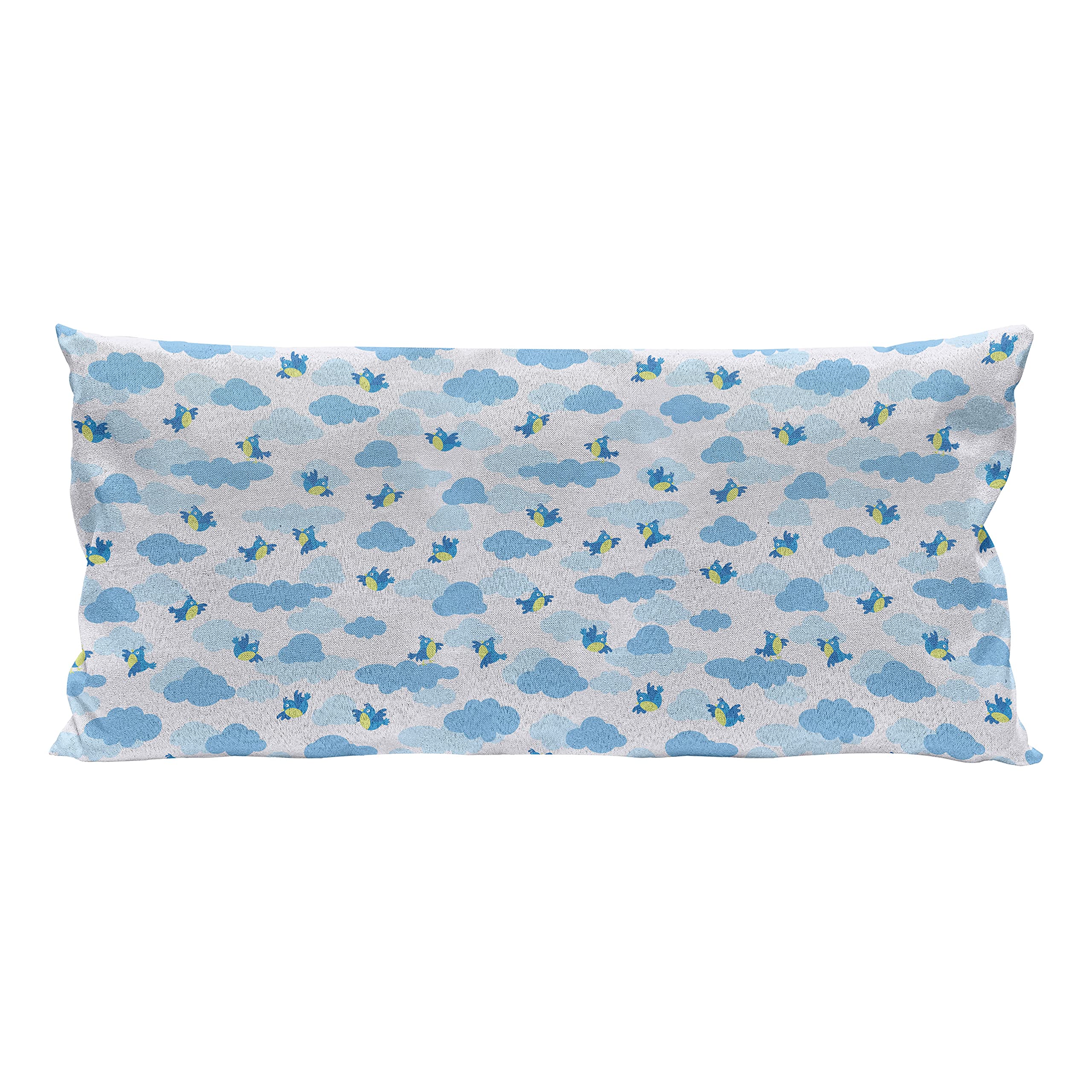 Ambesonne Animals Throw Pillow Cushion Case, Theme Pattern of Birds Flying on Clouds in Cartoon Style Skyview, Decorative Rectangle Accent Pillow Cover, 36