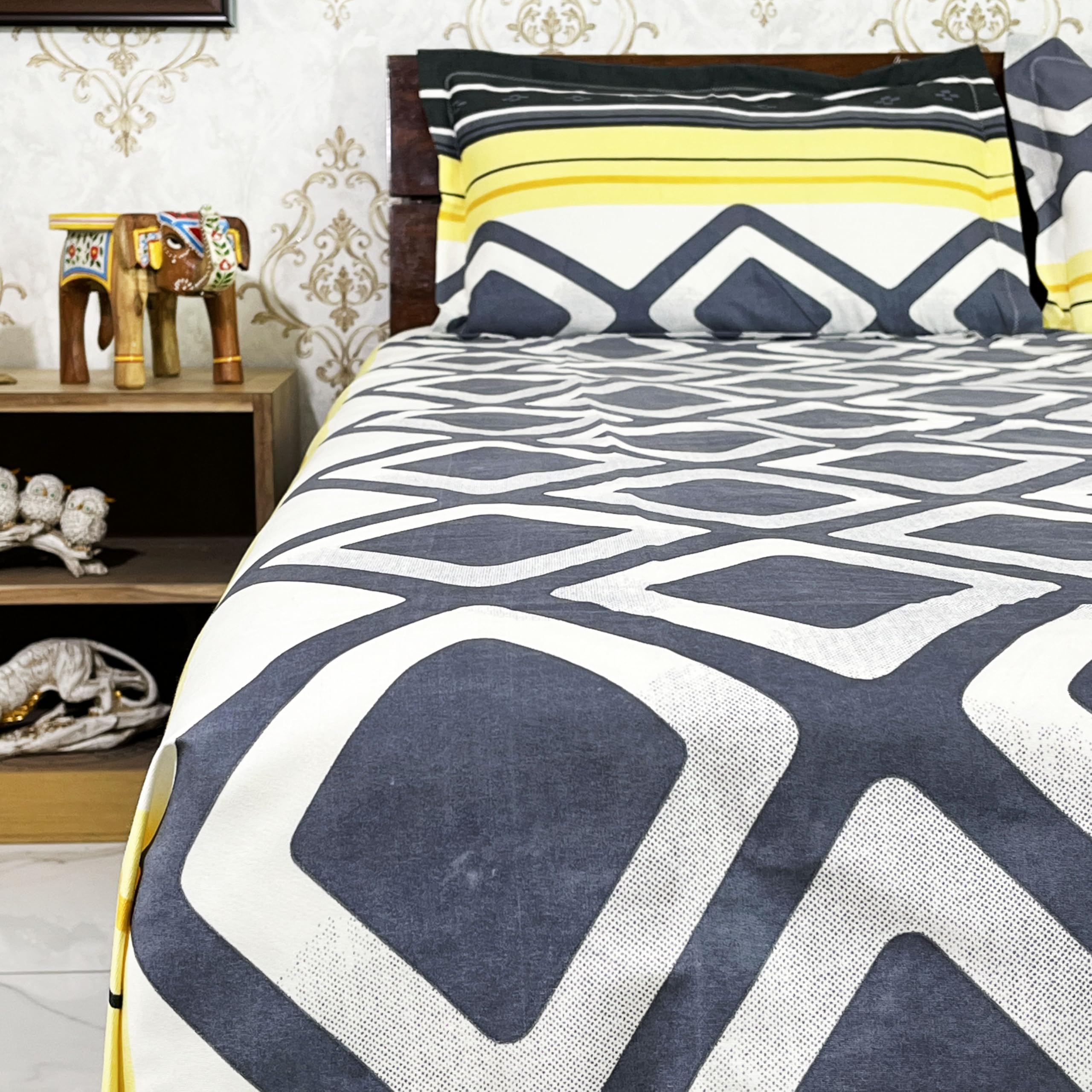 Polycotton Bedsheets with Pillow Covers Ho0me Decor Bedspread Indian Queen Size Bedcover-image-43