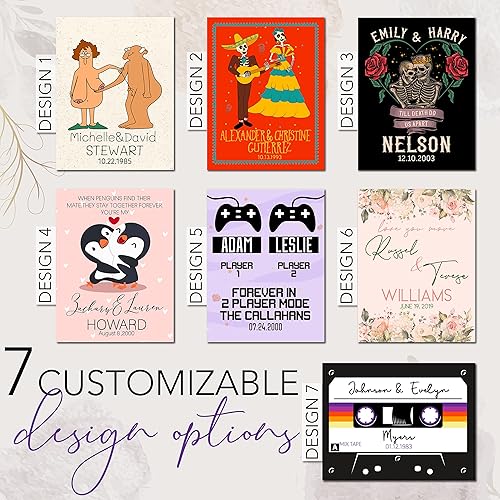 Miniatura 2 de Regalos para parejas, manta personalizada para parejas con nombre y fecha, regalos para parejas, 7 diseños, regalos de aniversario, mantas de