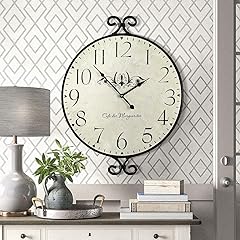24 Inch Large Farmhouse Wall Clock, Wrought Iron Frame with Warm Gray Finish, Silent Battery 24 Inch Large Farmhouse Wall Clock, Wrought Iron Frame with Warm Gray Finish, Silent Battery review