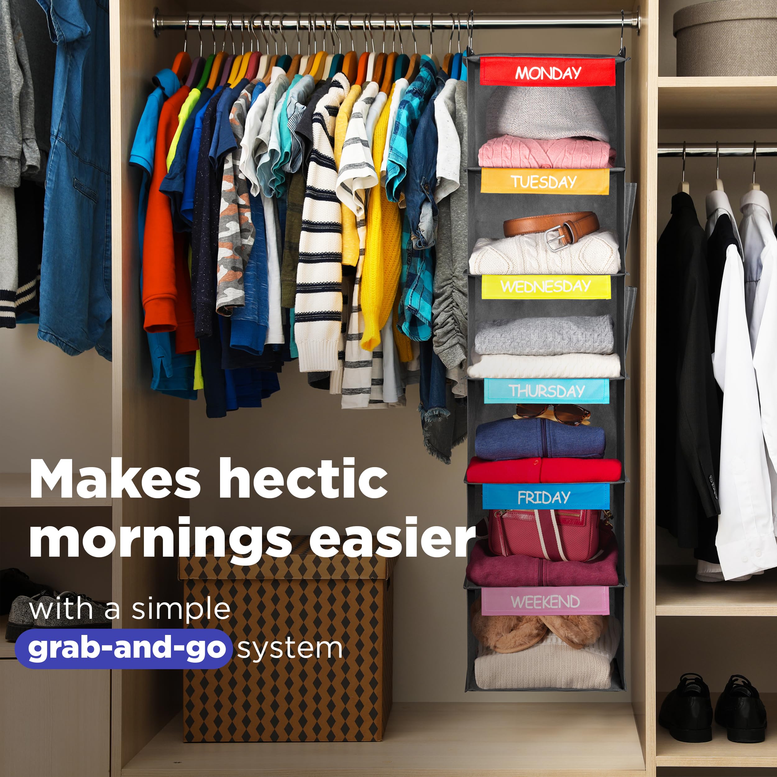 Amazon.com: Handy Laundry Kids Hanging Closet Organizer 6-Shelf