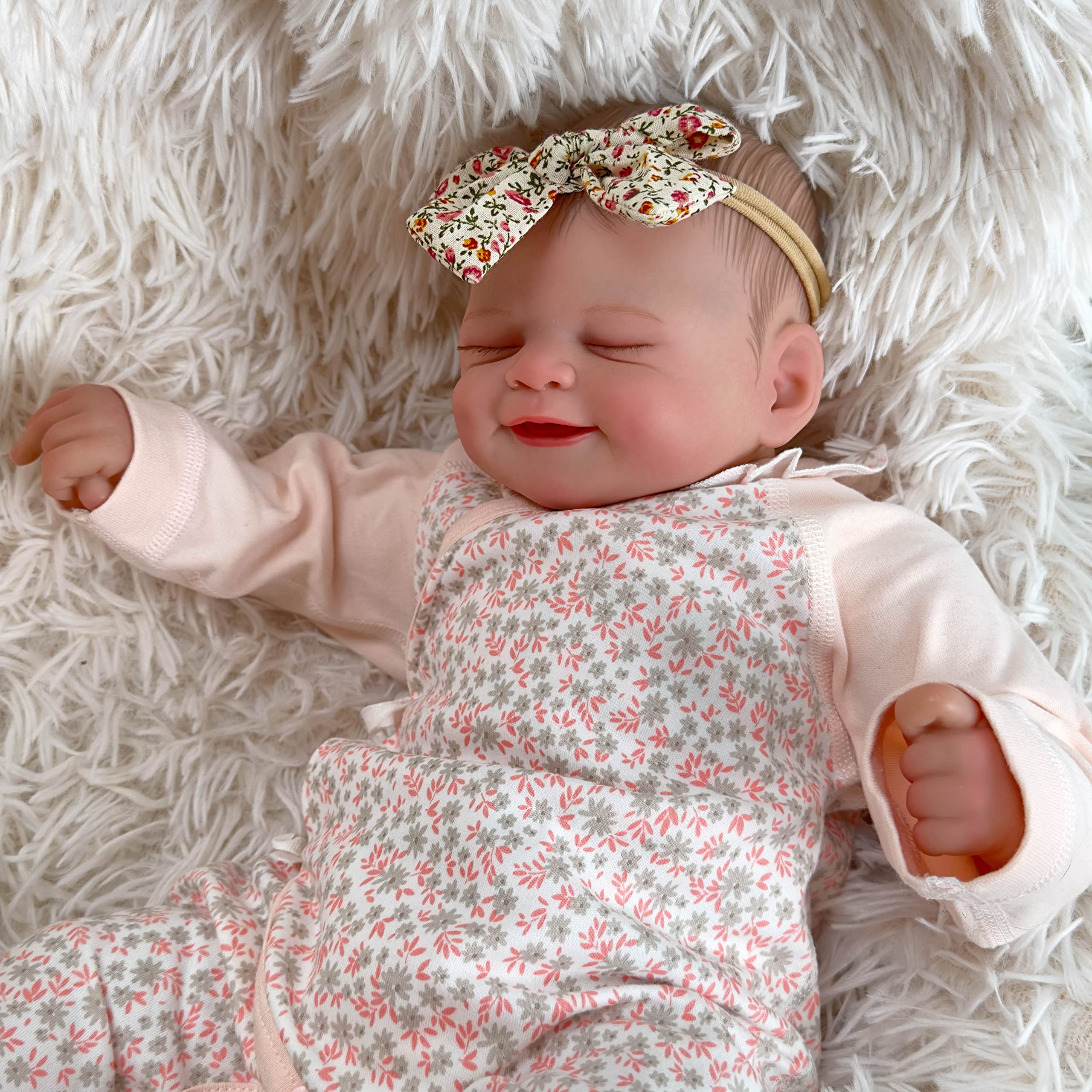 iCladle Reborn Baby Dolls Realistic 49 cm Neonato Baby Alive Dolls Real Life Reborn Dolls Carino Sorriso Viso con Outfit & Accessori Regalo per Età 3+