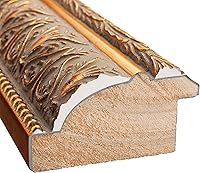 Vista 6 de Marco de fotos vintage de madera maciza dorada de 10 x 10 pulgadas, ancho de moldeo de 2.5 pulgadas, marco de fotos de museo de bronce adornado