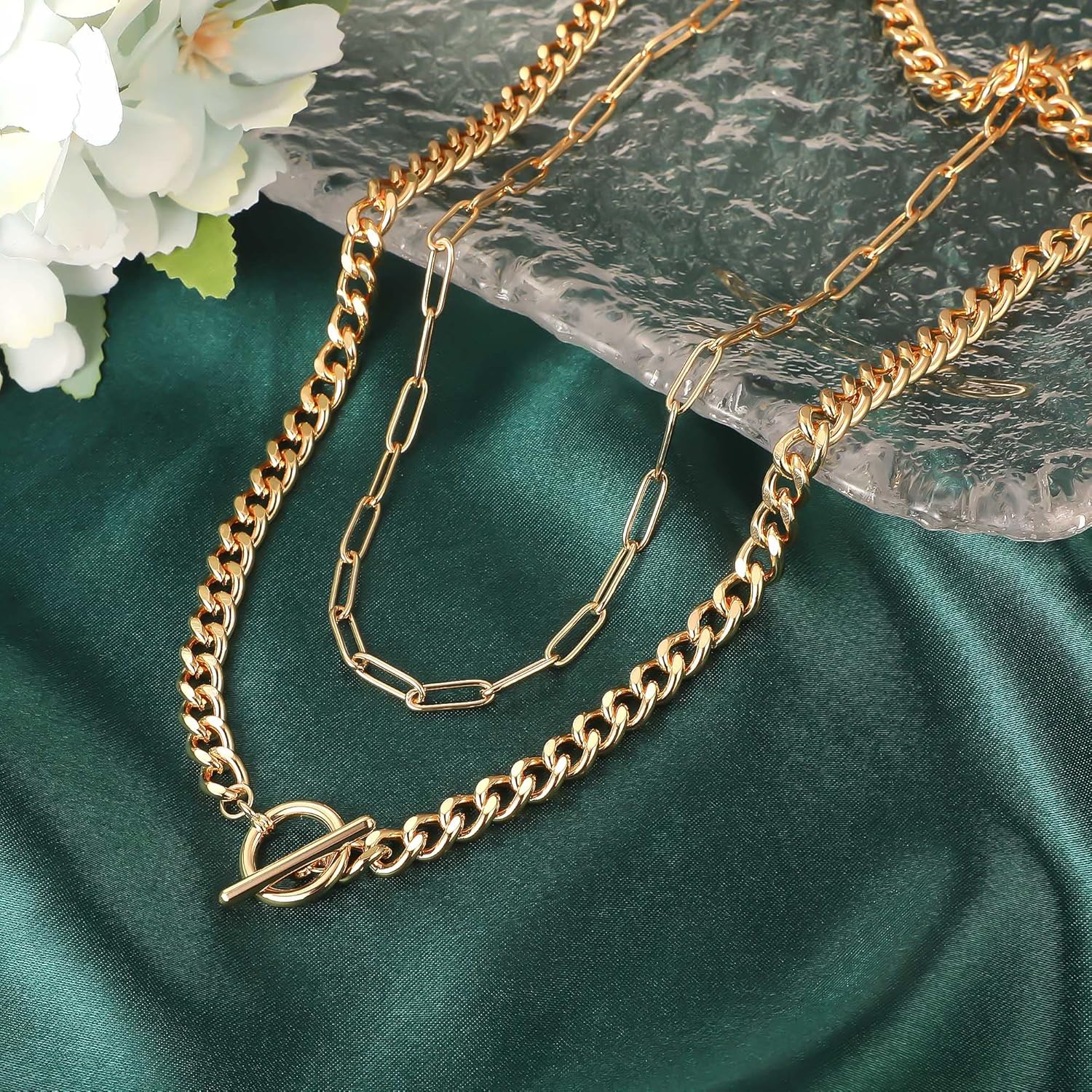 MJartoria Layered Gold Necklace for Women, 14K Gold Plated Trendy Dainty Adjustable Chain Necklaces Gold Jewelry Gifts - Image 7