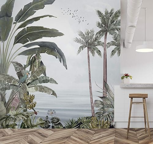 Miniatura 2 de Murwall Papel tapiz tropical de bosque tropical, papel tapiz de hoja de plátano, mural de pared de palmera exótica, sala de estar, dormitorio,