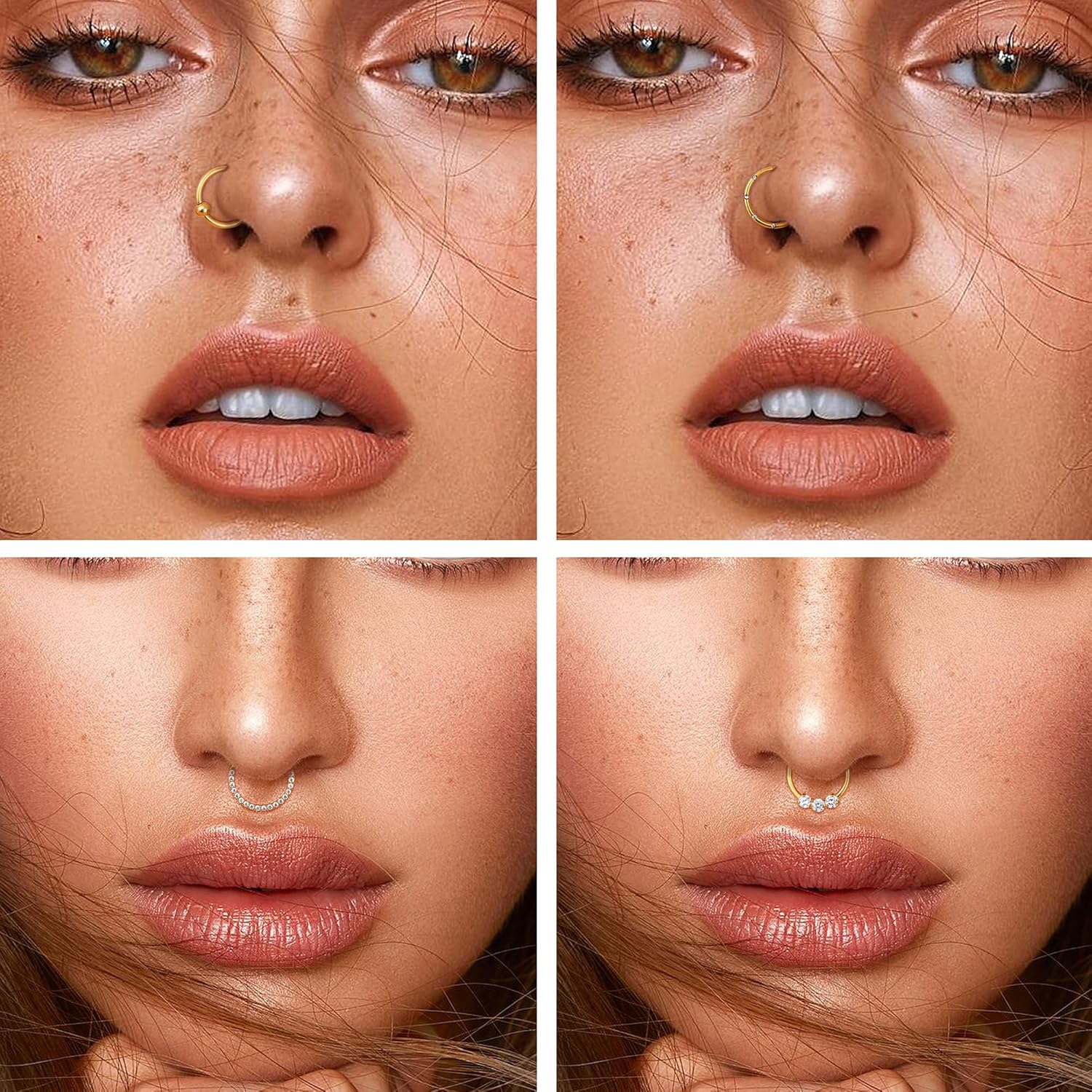 YADOCA Septum Nose Rings for Women Men - Gold Septum Rings 16G 18G Nose Ring Hoops Hypoallergic Surgical Steel Cartilage Earrings Helix Lip Conch Tragus Daith Piercing Jewelry Tone 8mm 10mm - Image 4