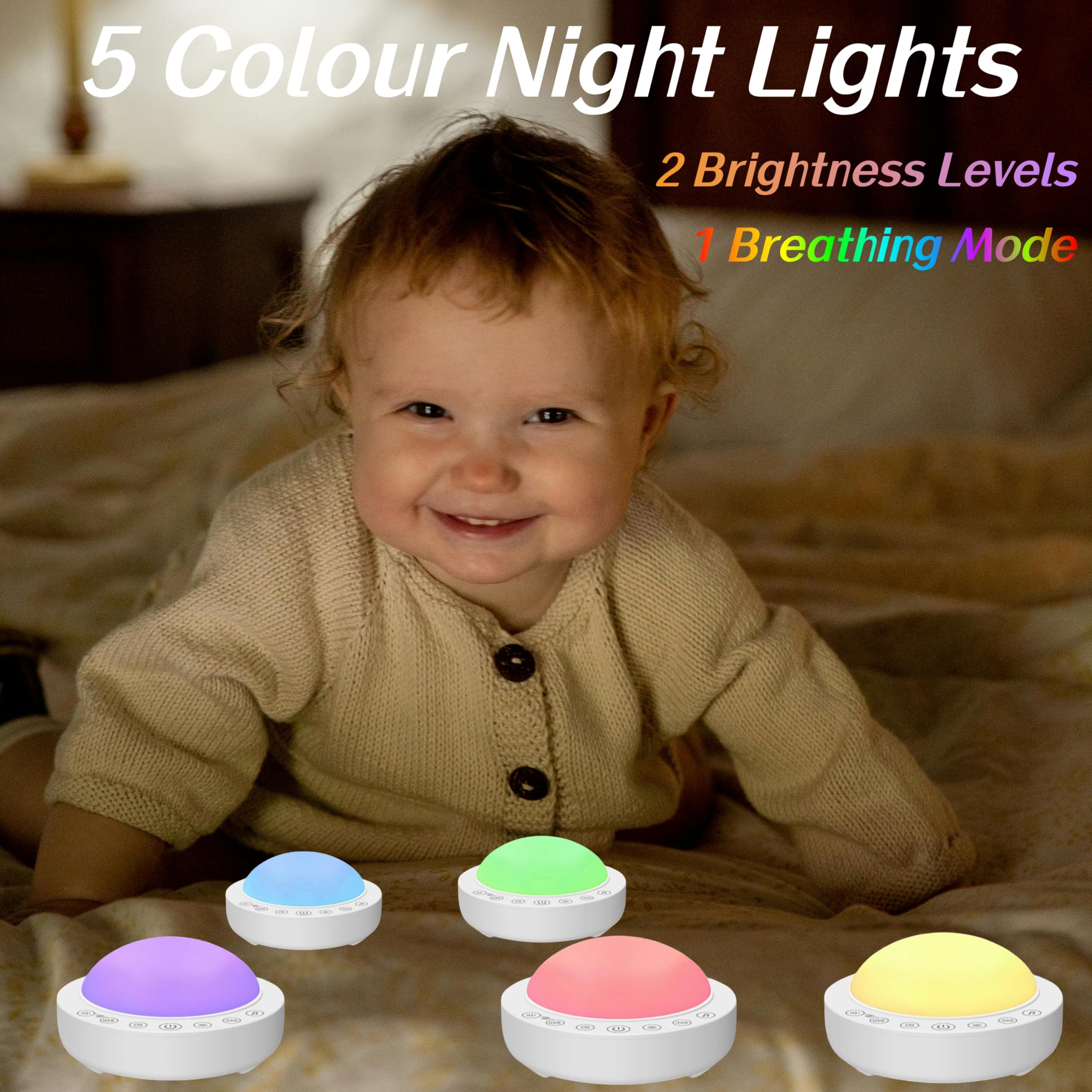 LacusMare White Noise Machine with 16 Soothing Sounds, Timer & Nightlights, Rechargeable Sleep Aid Sound Machine - Image 4