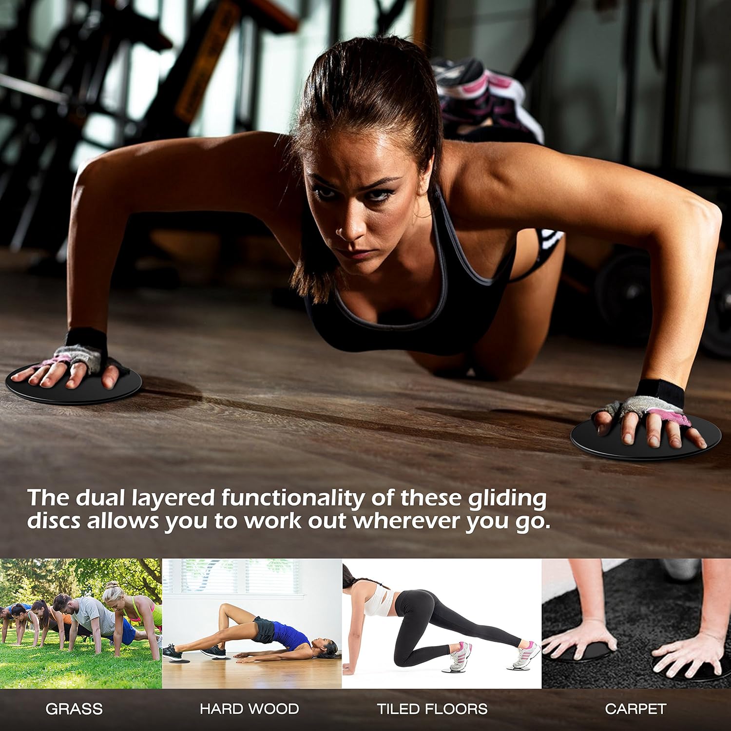 ELV Resistance Loop Bands and Exercise Sliders Set - Home and Personal Fitness Equipment, 5 Elastic Bands and 2 Gliding Discs, Awesome Core, Legs, Abs Workouts - Physical Therapy and Injury Prevention