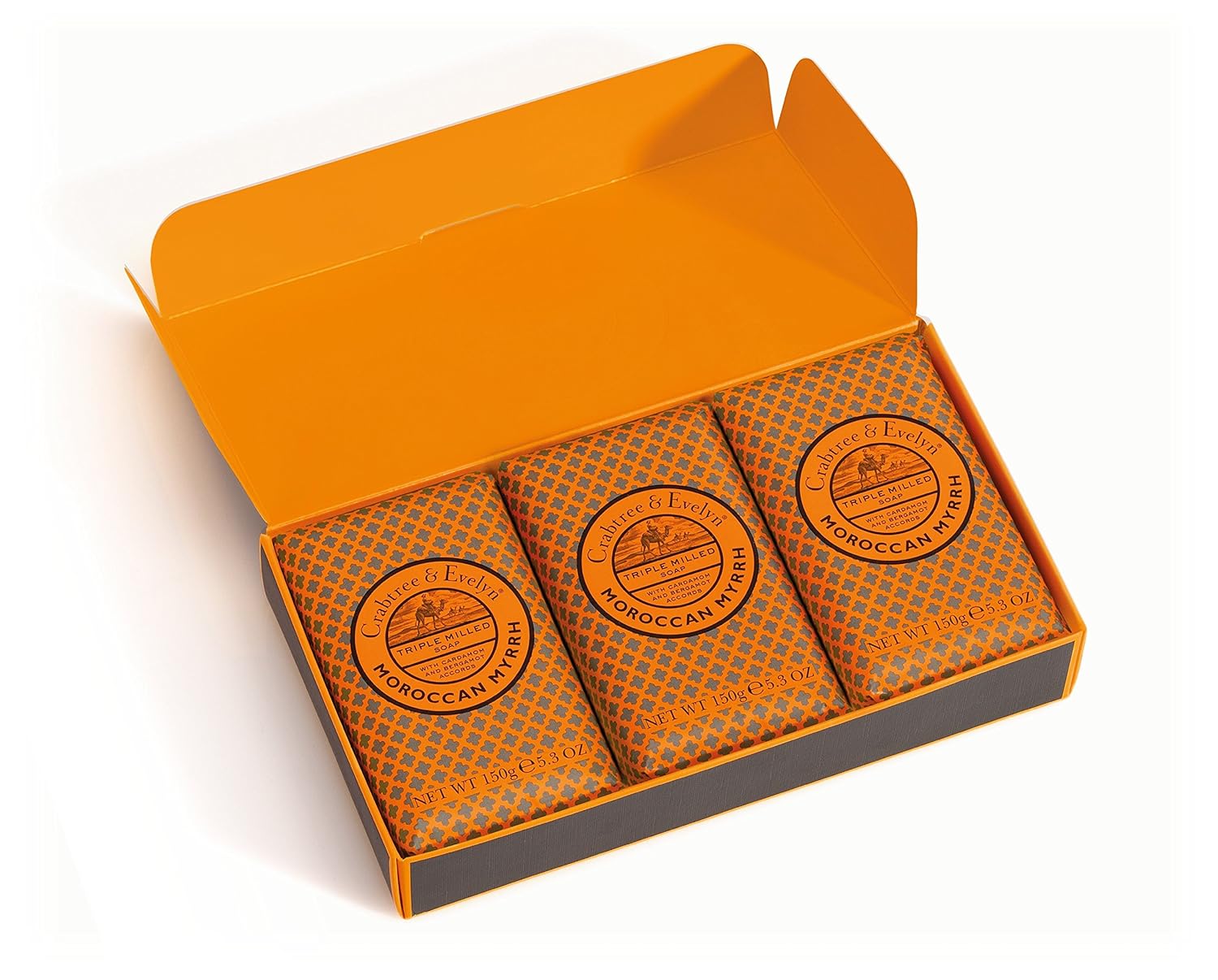 Crabtree & Evelyn Triple Milled Soap Set for Men, Moroccan Myrrh