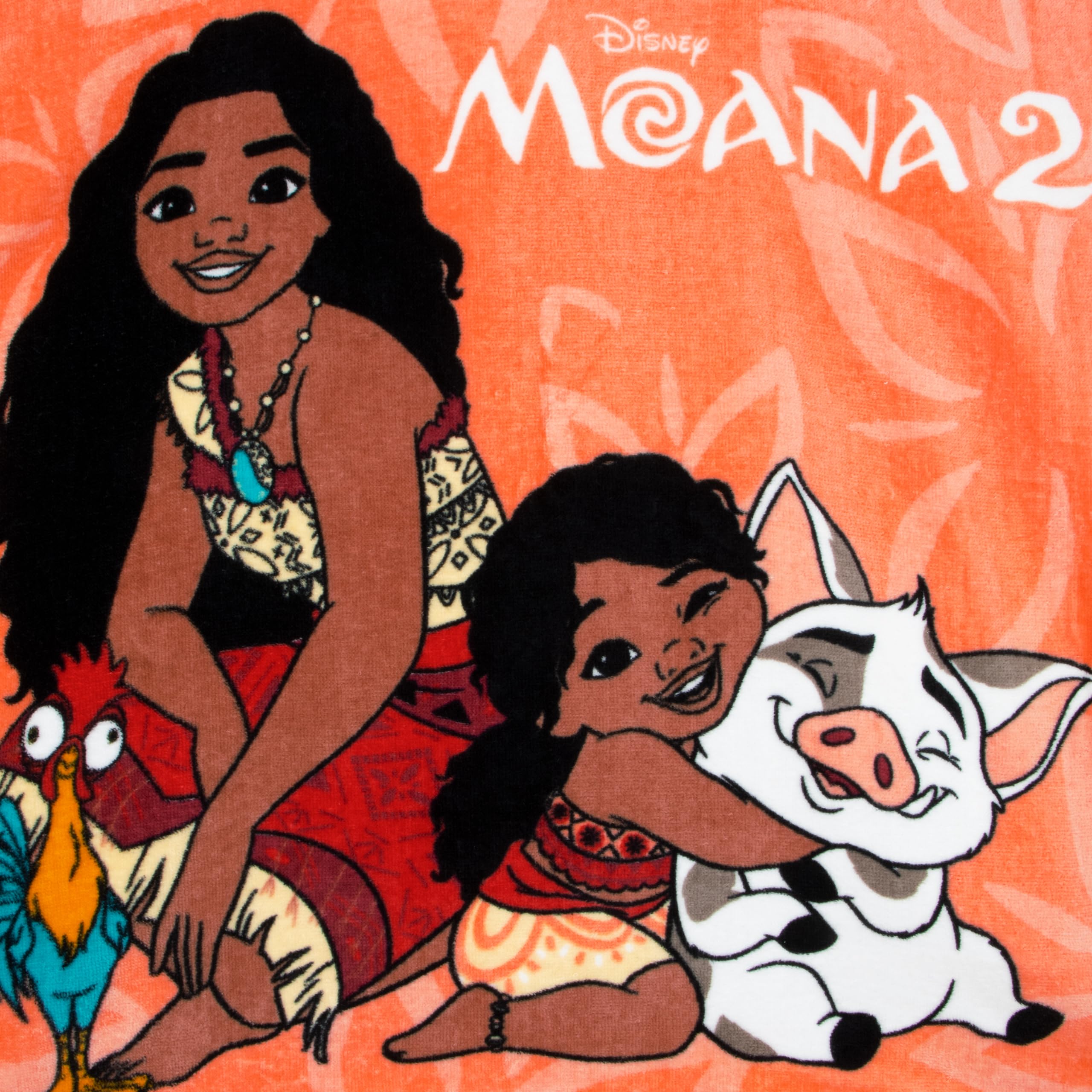 Disney Poncho | Ręcznik Poncho Vaiana dla Dzieci | Dziewczęcy Bawełniany Ręcznik Plażowy | Kąpielowy z Kapturem | Pływania | One Size | Pomarańczowy