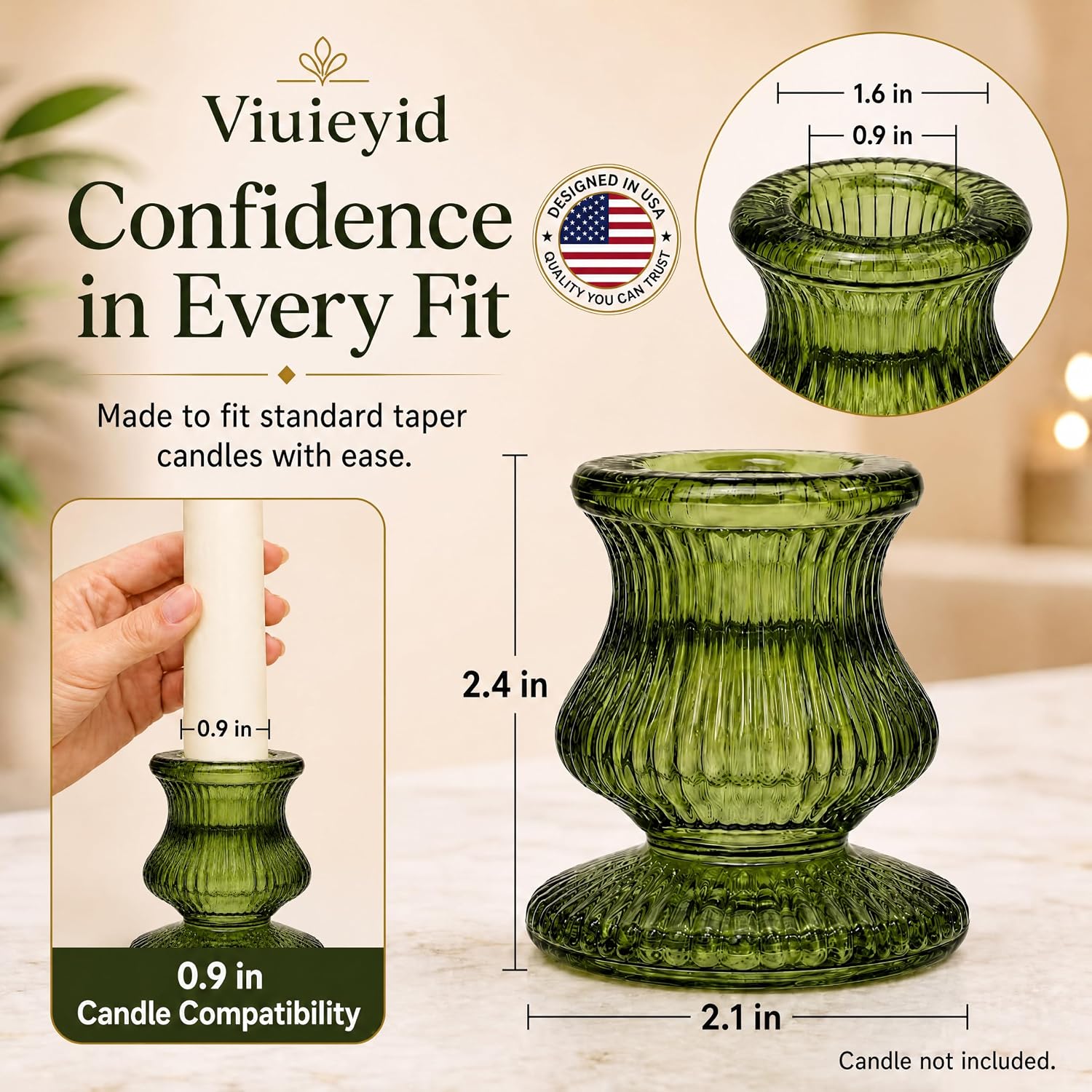 Colorful Glass Candlestick Holders, 6 Glass Taper Candle Holders