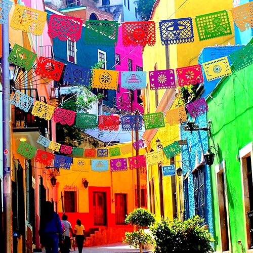 Miniatura 7 de 4 carteles de fieltro para fiesta mexicana, Día de los Muertos, Día de los Muertos, decoración del Cinco de Mayo Papel Picado