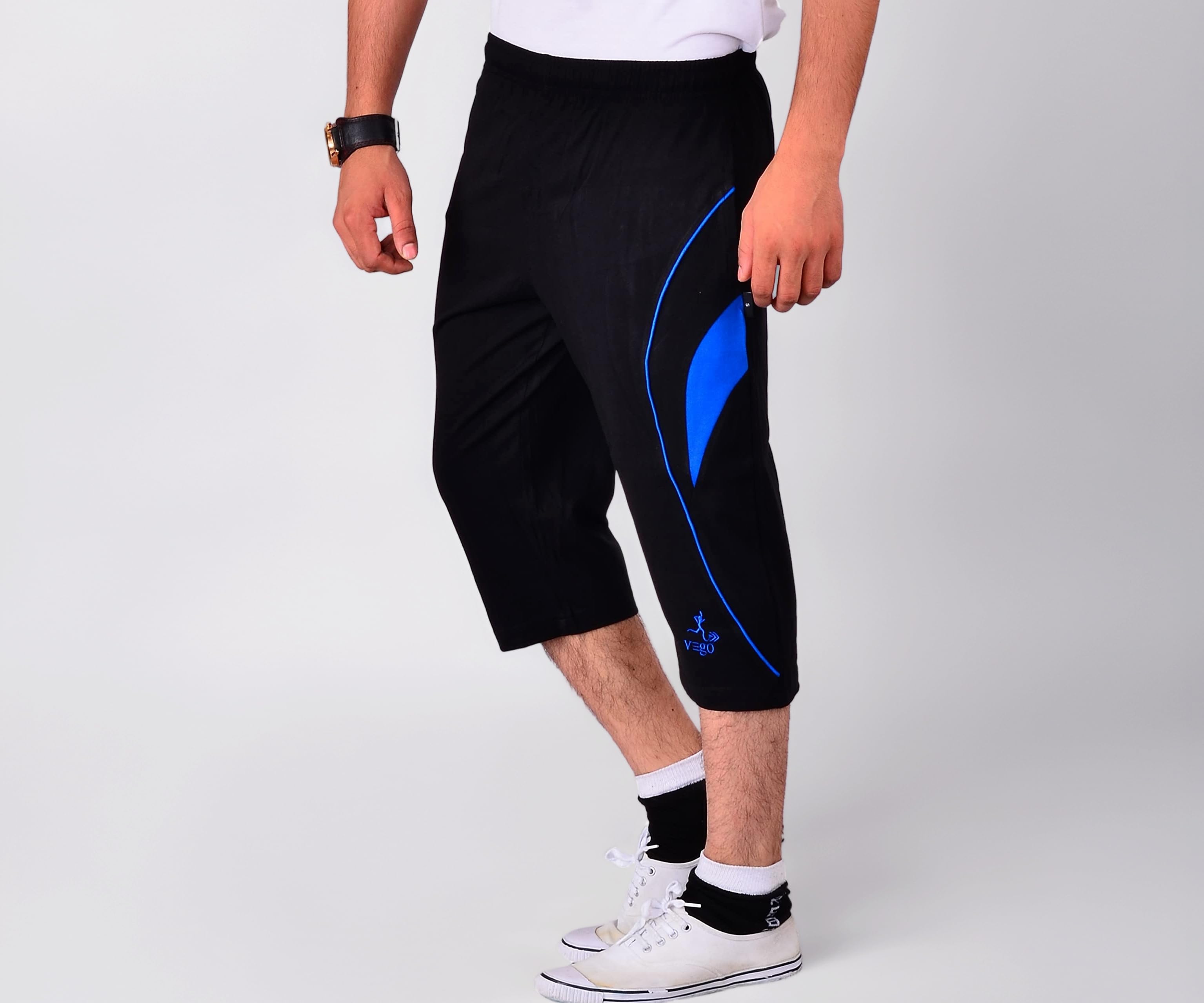 - Men's Cotton Three by Fourth, 3/4, Capri, Three Quarter Pant Black Plus Size