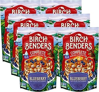 Blueberry Pancake & Waffle Mix By Birch Benders, Made With Real Blueberries, Non-Gmo, Just Add Water, Family Size, 14 Oz (Pack of 6)