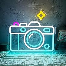 Camera Neon Sign Dimmable LED Light Up Wall Decor Multi-Color Retro Photography Studio Art Vintage Vlogger Background Accessory for Bedroom, Gaming Room, Store Photographer Gifts(13.3 * 12.2in)