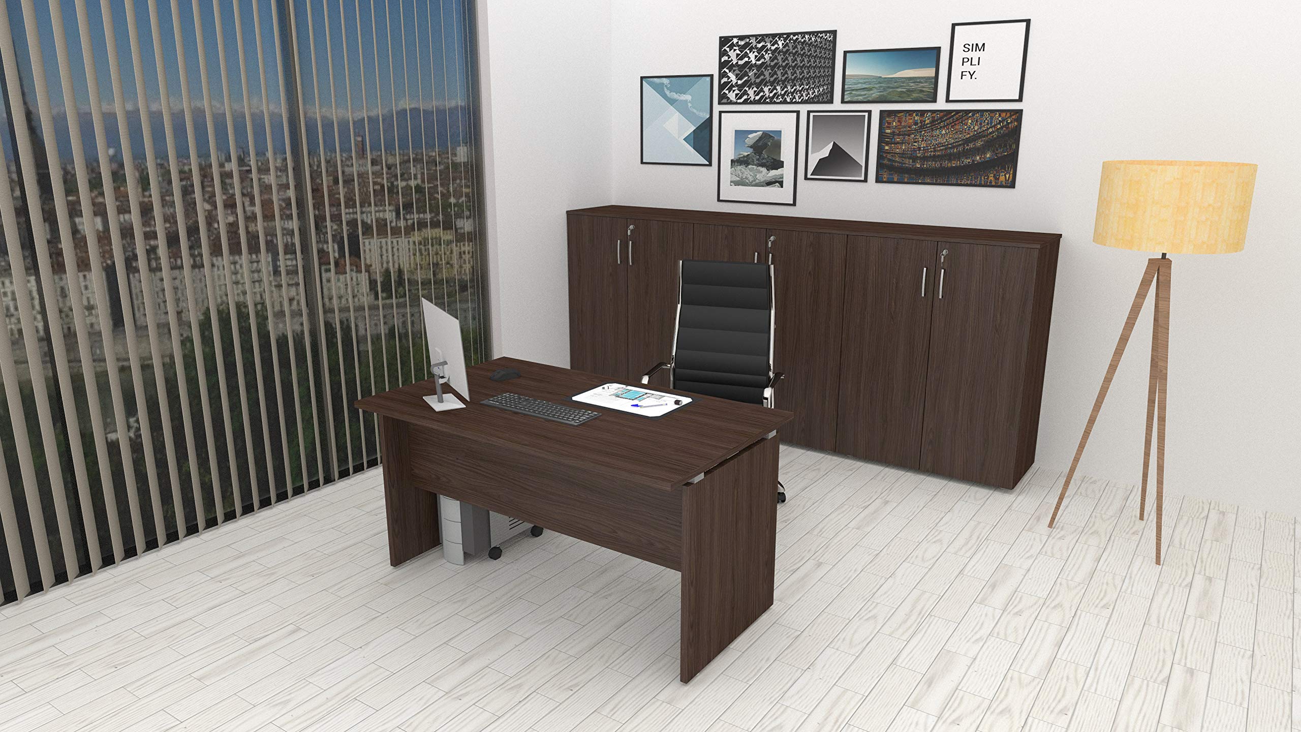 Scrivania Shally Dogan Per Ufficio Casa – 180x80x74 Cm – Legno Resistente, Piano Anti Graffi – Bianco