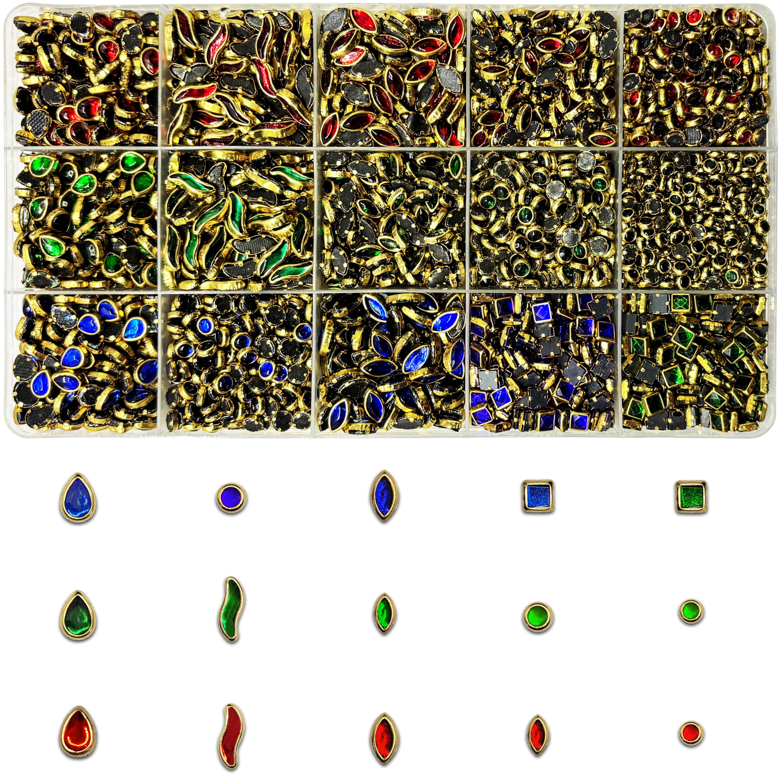 RelicMani Multicolor Kundan Stones Kit for Embroidery & Jewelry Making - Mixed Shape Glass Kundans for Aari Work, Silk Thread Bangles & Blouse Design - Decorative Fabric Stones for Craft Work-image-18