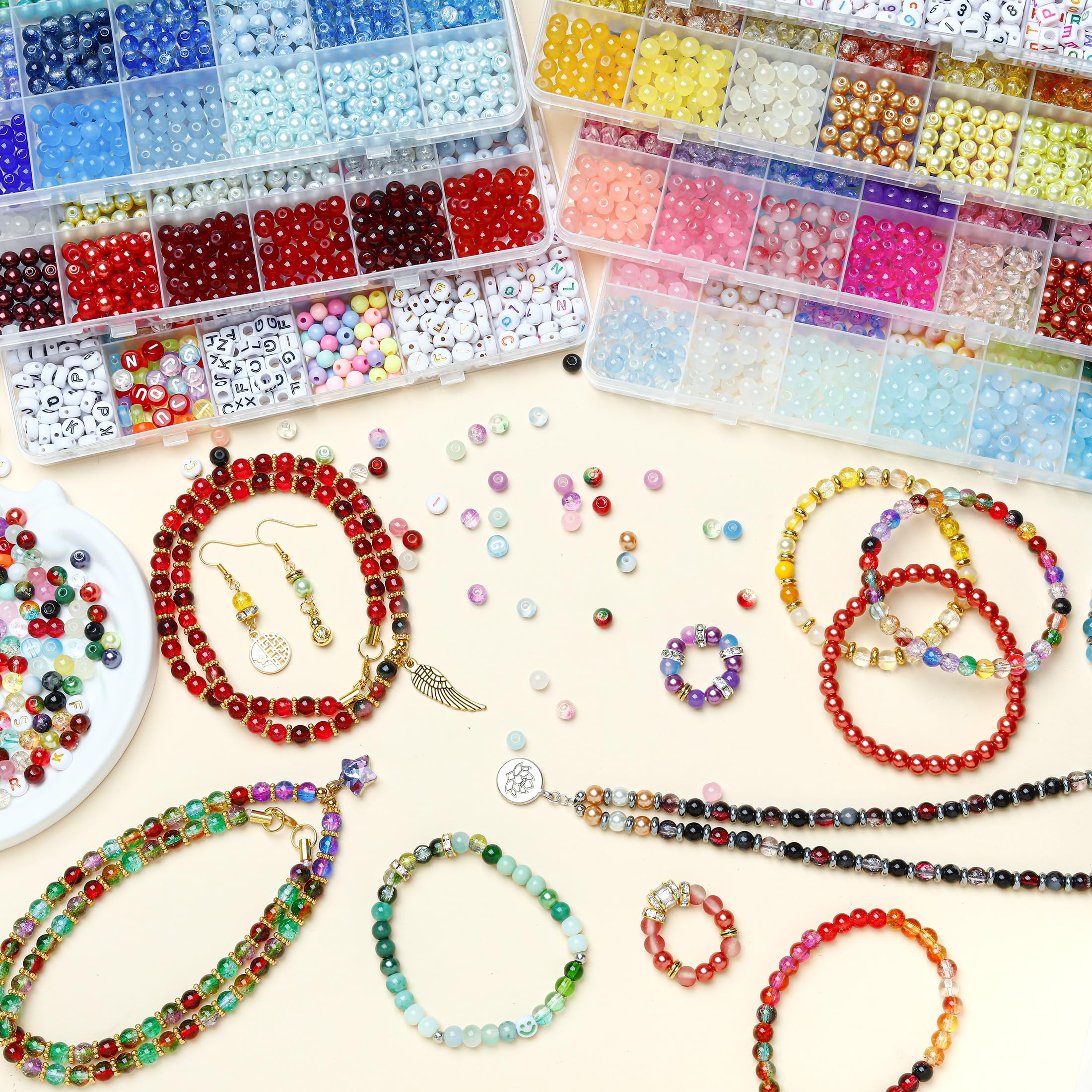 Juego de 4393 cuentas de cristal, 120 colores, 6 mm, para fabricación de