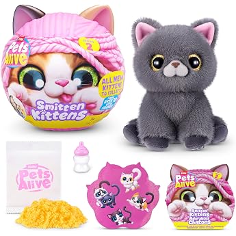 Pets Alive Smitten Kittens Series 2 British Shorthair by ZURU - Interactive Plush Kitten with 10 Sounds Surprise Unpack Soft Collectable Pet Ages 3+