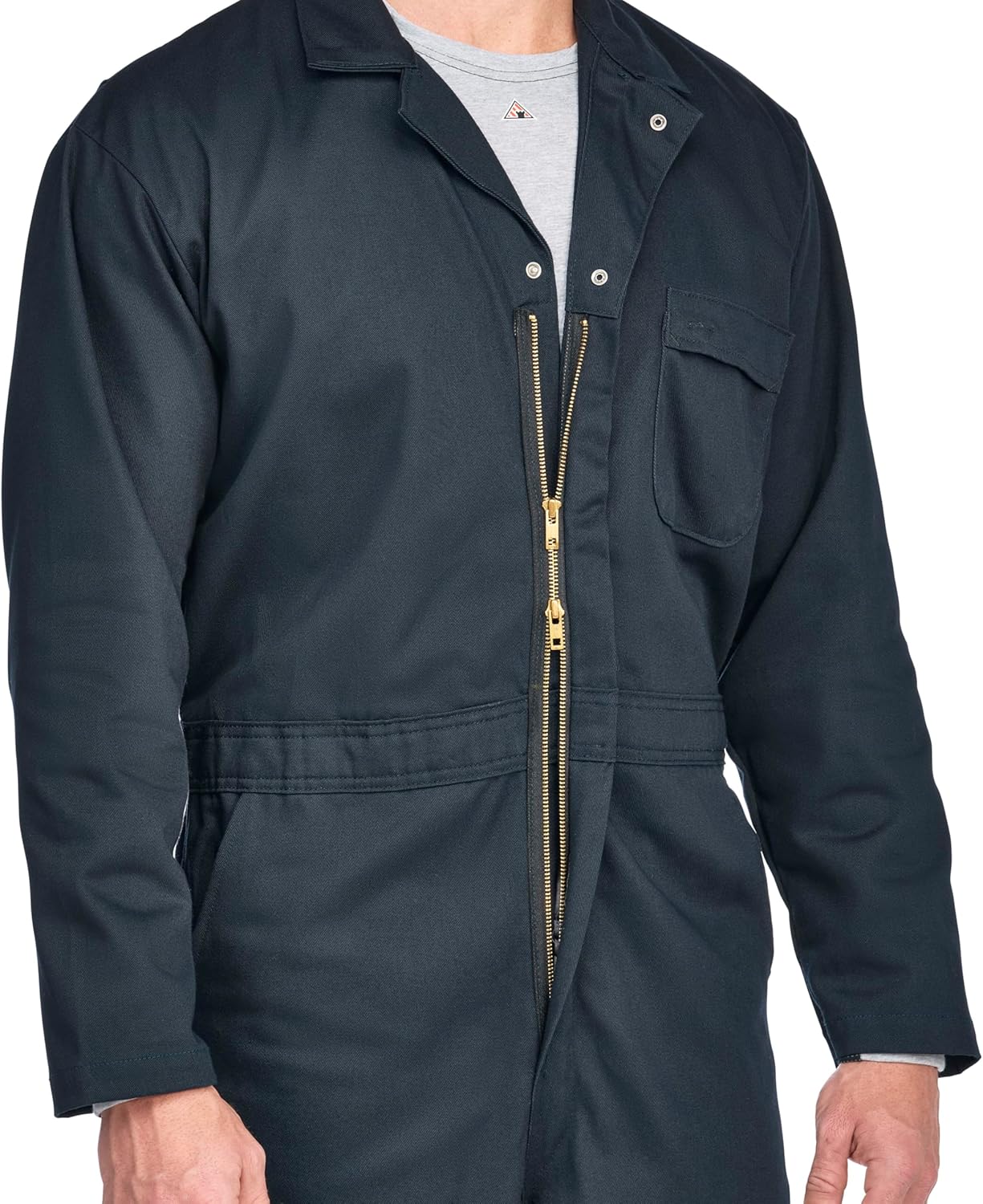 Bulwark Flame Resistant 9 oz Twill Cotton Excel FR Classic Industrial Coverall with Two Set-In Front Pockets, Navy - Image 7