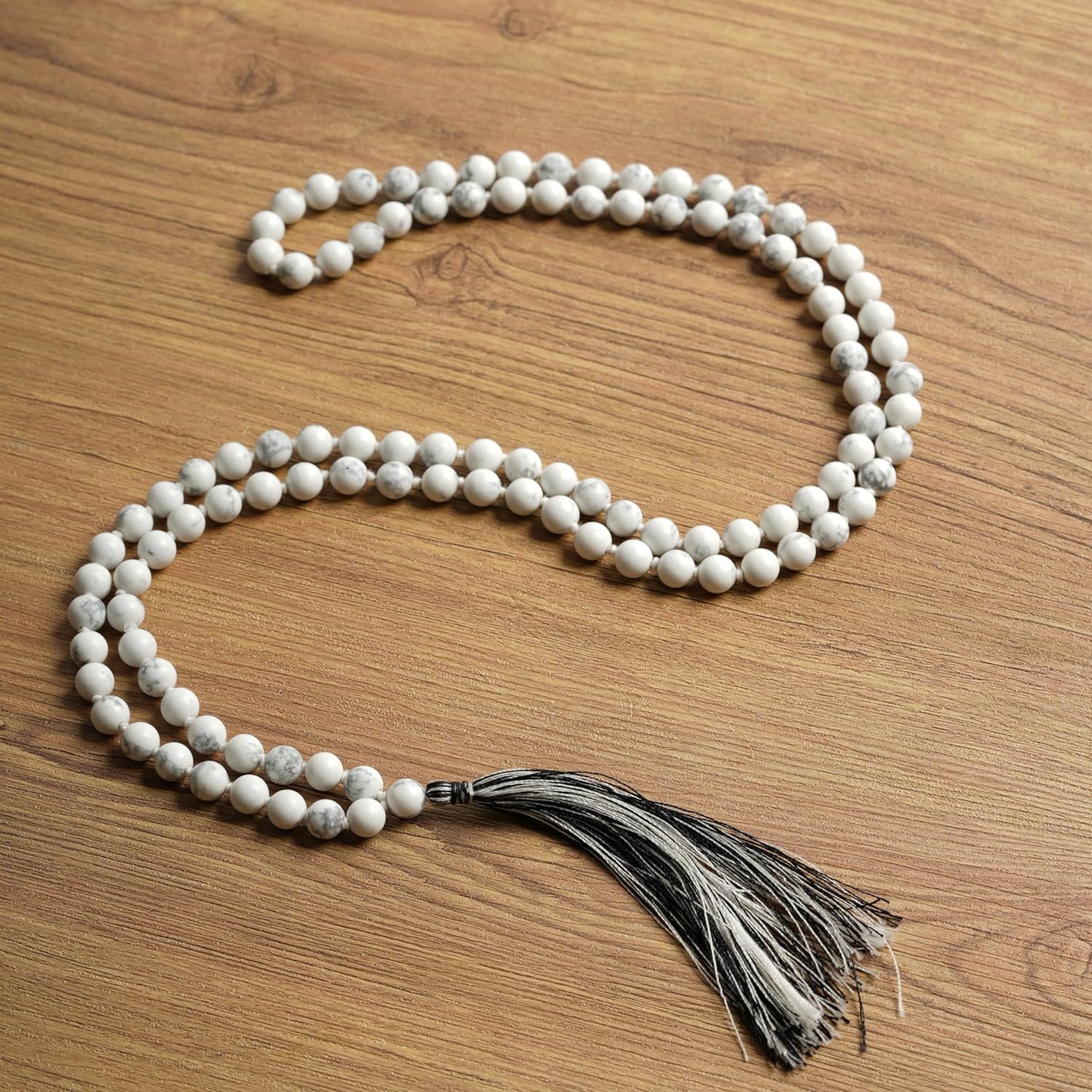 108 Mala Beads 8mm Natural white howlite Polished-Finish Genuine Semi-Precious Stone Long Crystal Mala Prayer Bead Necklace Or Bracelet for Yoga Meditation Energy Balancing - Image 4