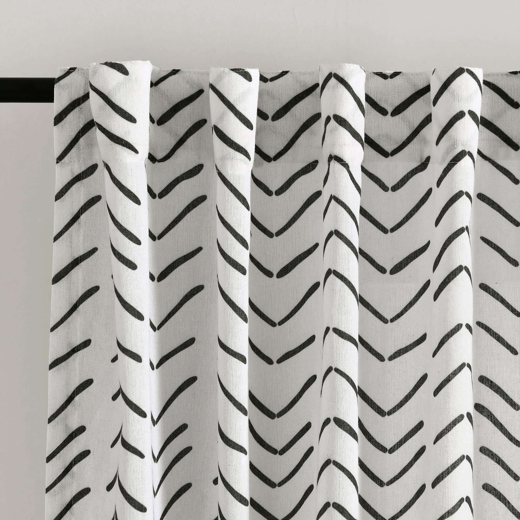 Lush Decor Hygge Modern Arrow Linen Look Window Curtain Panel Pair, 84" L X 40" W, Black & White, W 40" x L 84" (2 Panels) - Image 2