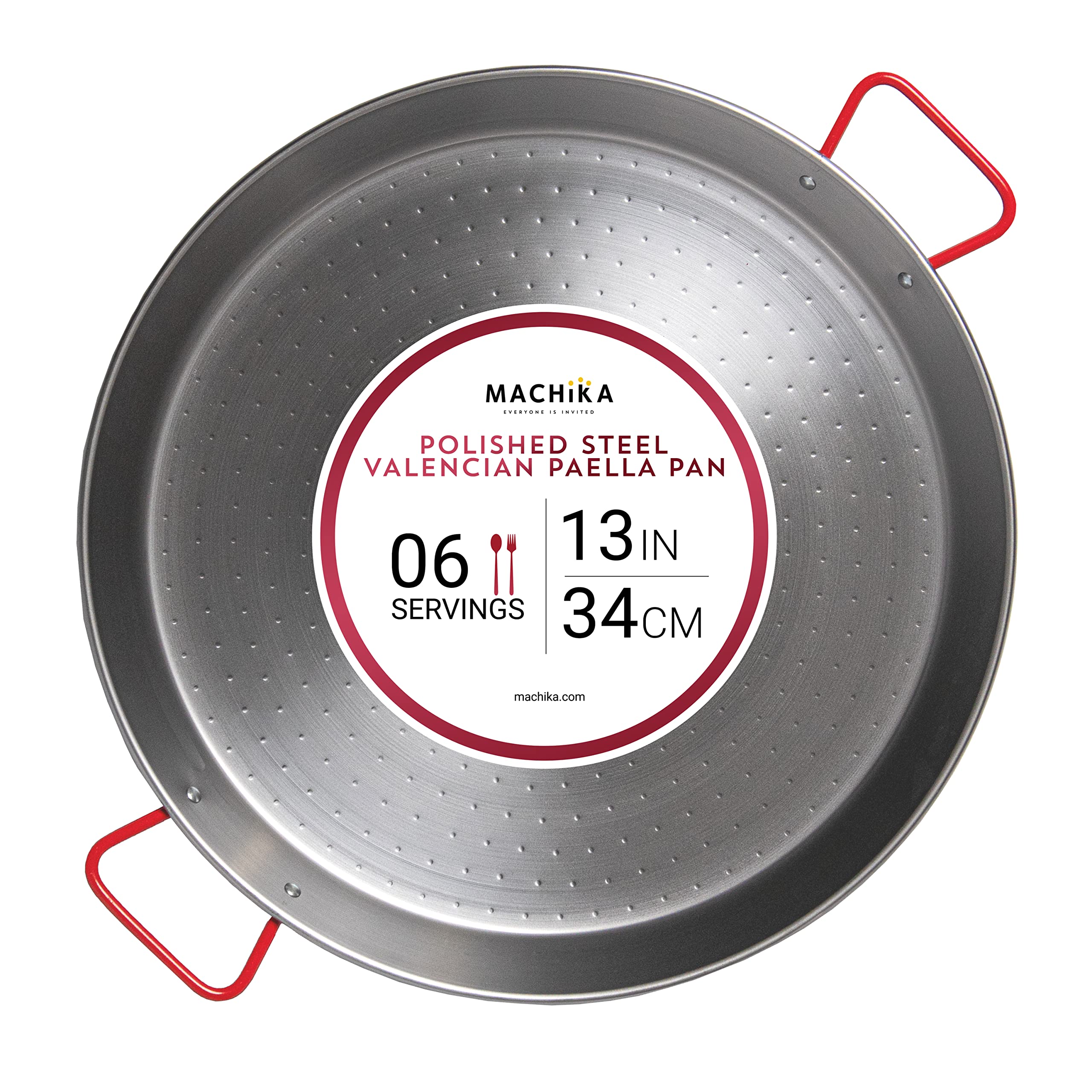 Machika Polished Steel Paella Pan 13 inch (34 cm)
