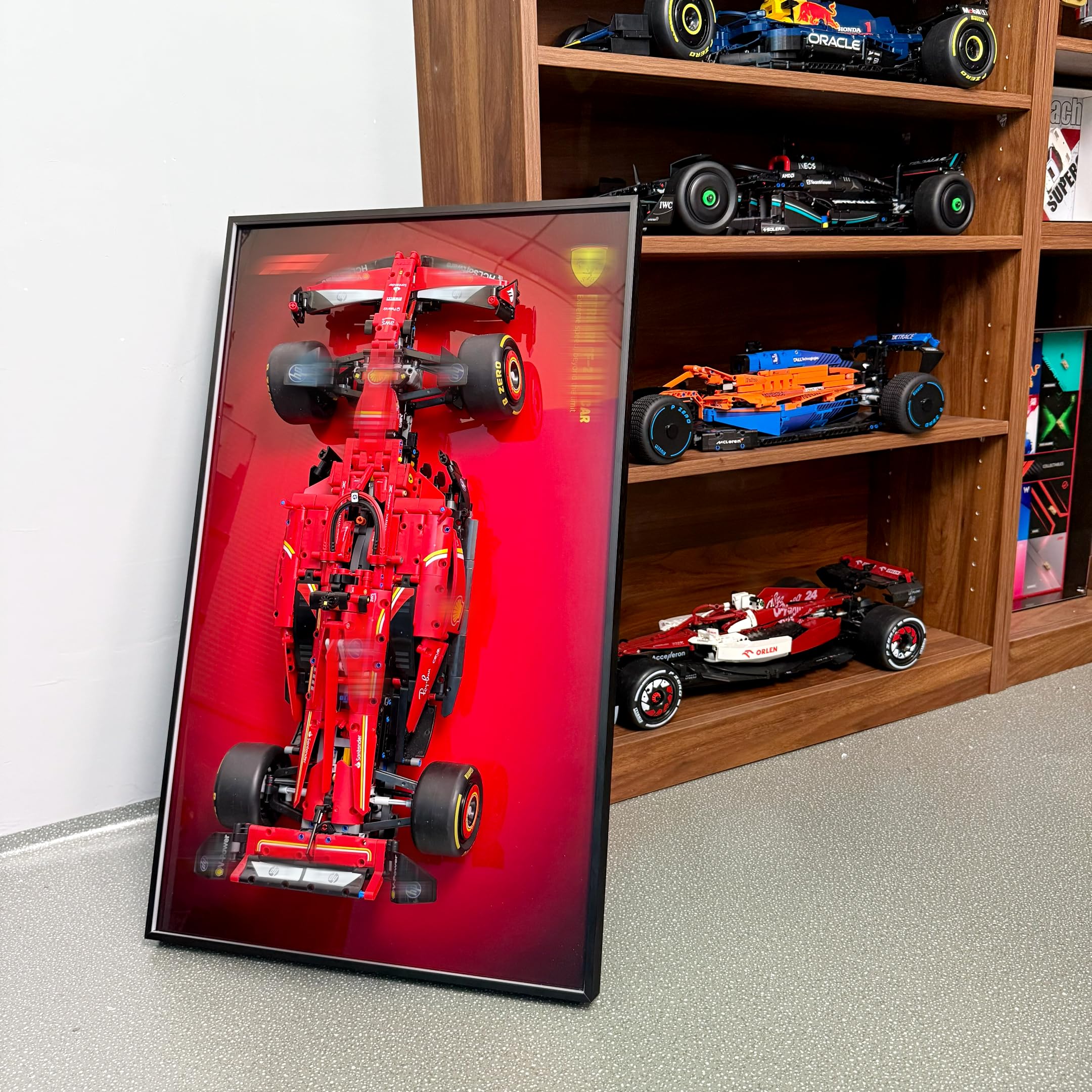 Display Wallboard for Lego Technic Ferrari SF-24 F1 Car42207, Wall Mounted - Maximize Space, Adult Collection Fancy Decor, Gift for Lego f1 Lovers, Size: 75x45cm (Display Wall Board Only)