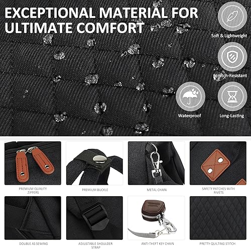 Miniatura 9 de Mochila para pañales para bebé, niña, niño, viaje, diseño unisex con funda para chupete, bolsillo para robo, cambiador, Negro -, Mochilas de viaje
