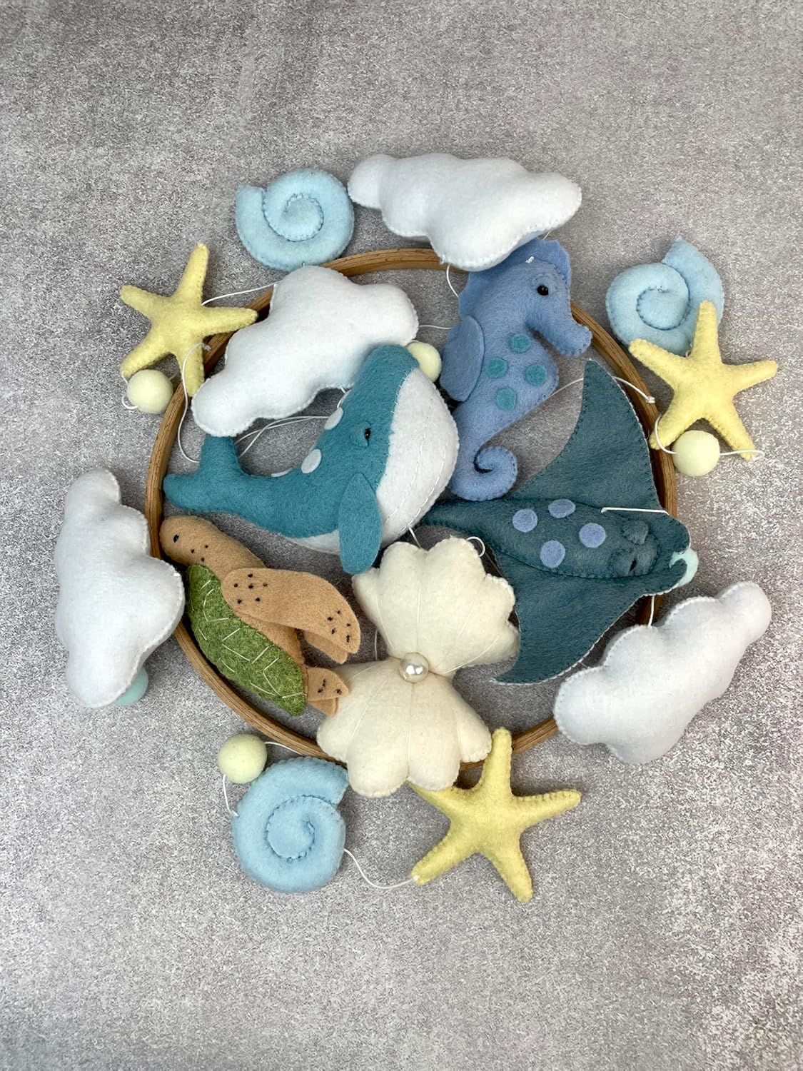 Ocean Baby Mobile for Crib Felt sea Animals Mobile Nautical Nursery Decoration Under The sea Mobile Neutral Ocean Baby Shower Gift New Parents Gift