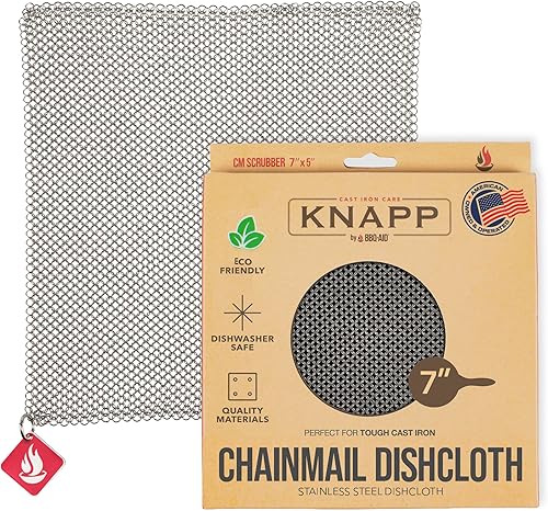 Knapp Made Chainmail - Paño de cocina de 7 x 5 pulgadas, reemplaza tu esponja sucia, limpiador de utensilios de cocina, ollas y sartenes, dura toda