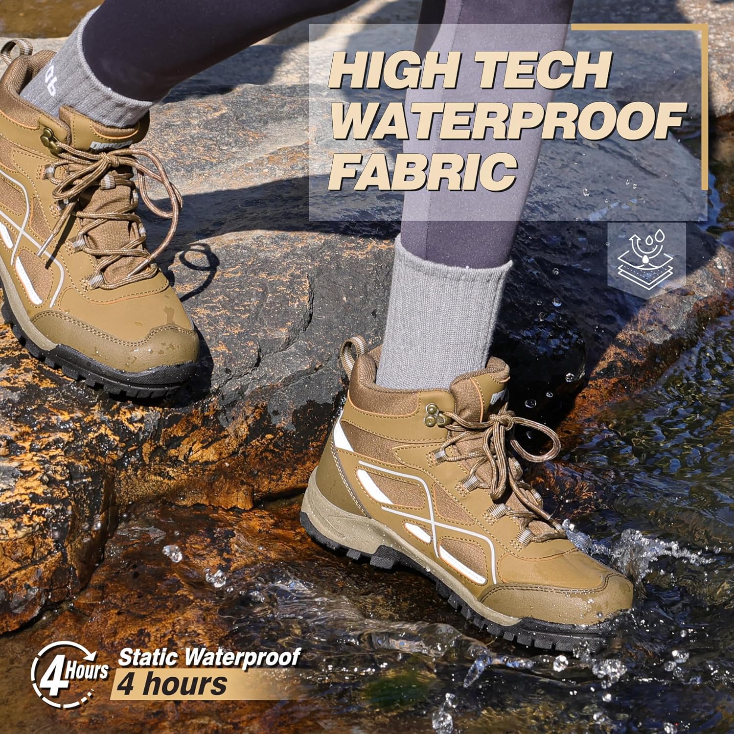 R CORD Womens Hiking Boots Waterproof Mid-Cut Hiking Boots Womens Non-Slip Hiking shoes Outdoor Trekking Camping Trail Outdoor - Image 3