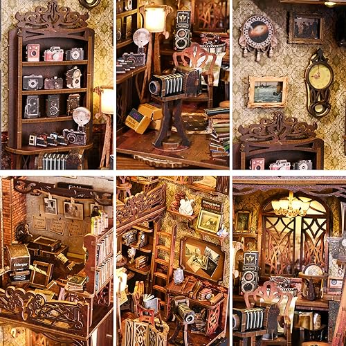 Miniatura 8 de ASLOWSNAIL Kit de rincón de libros, rompecabezas 3D, casa de muñecas, sujetalibros, estantería, decoración callejón
